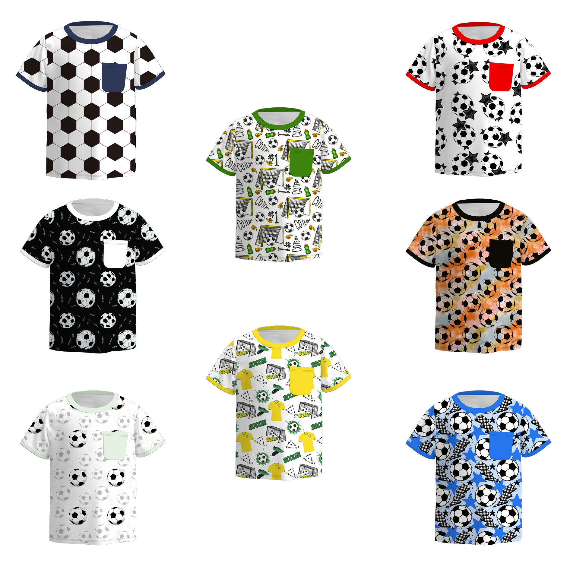 (Pre Order)Boys Spring and Summer Soccer Print Top