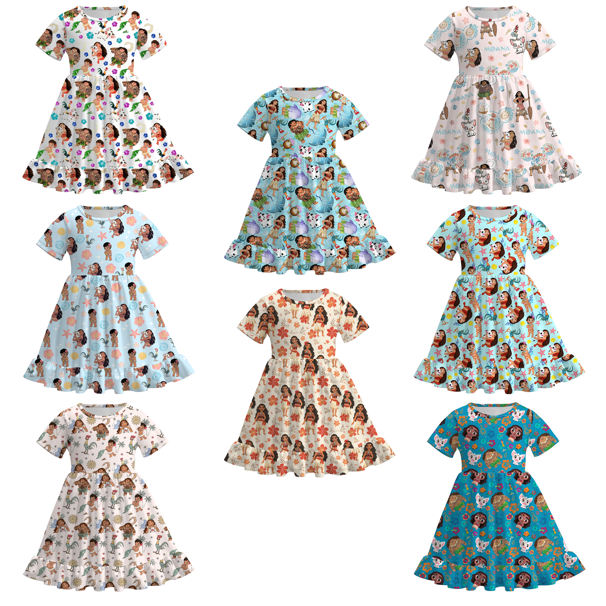 (Pre Order)Girls Cartoon Character Print Dress