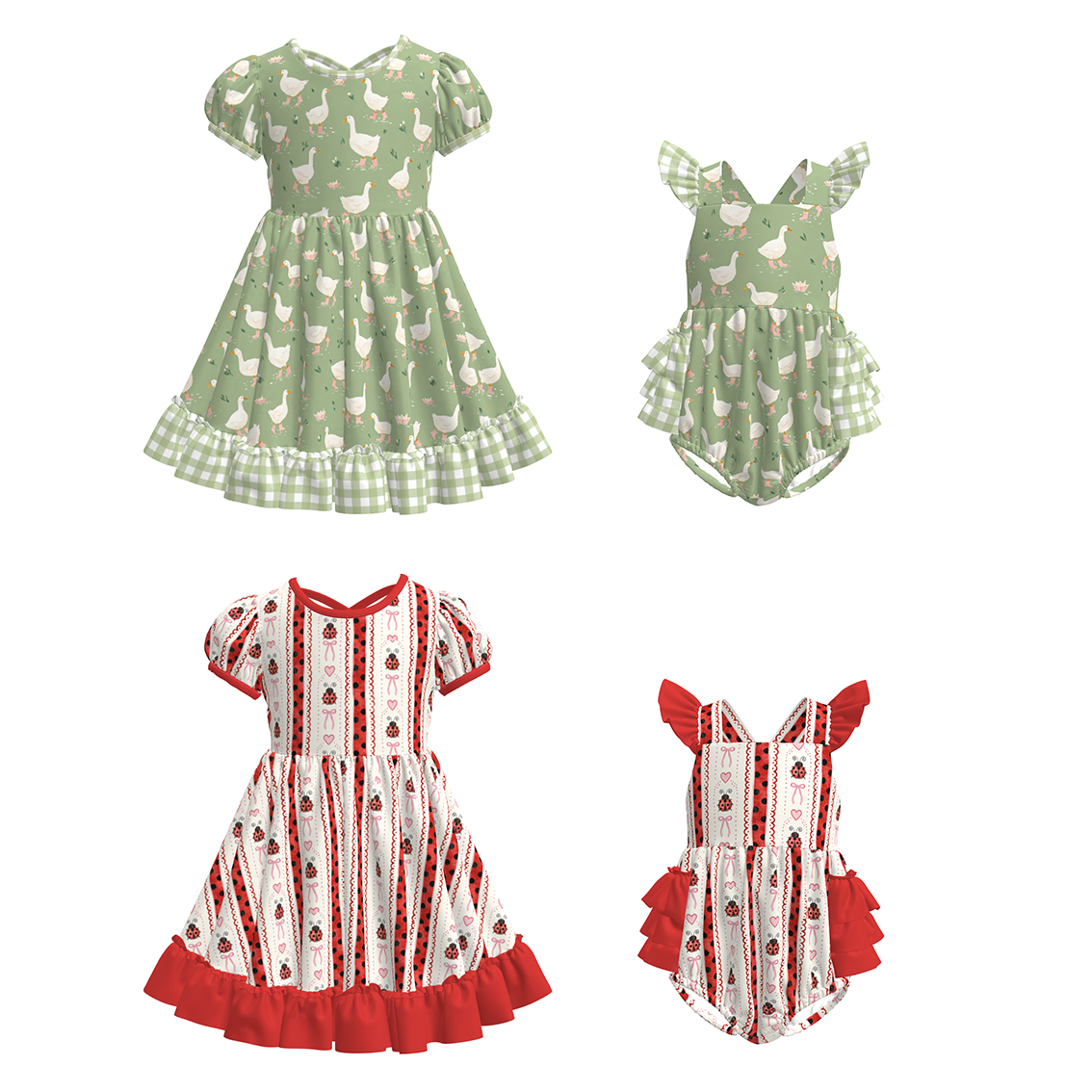 (Pre Order+Prepack Zone)Sisters Goose&Insect Print Dress&Romper