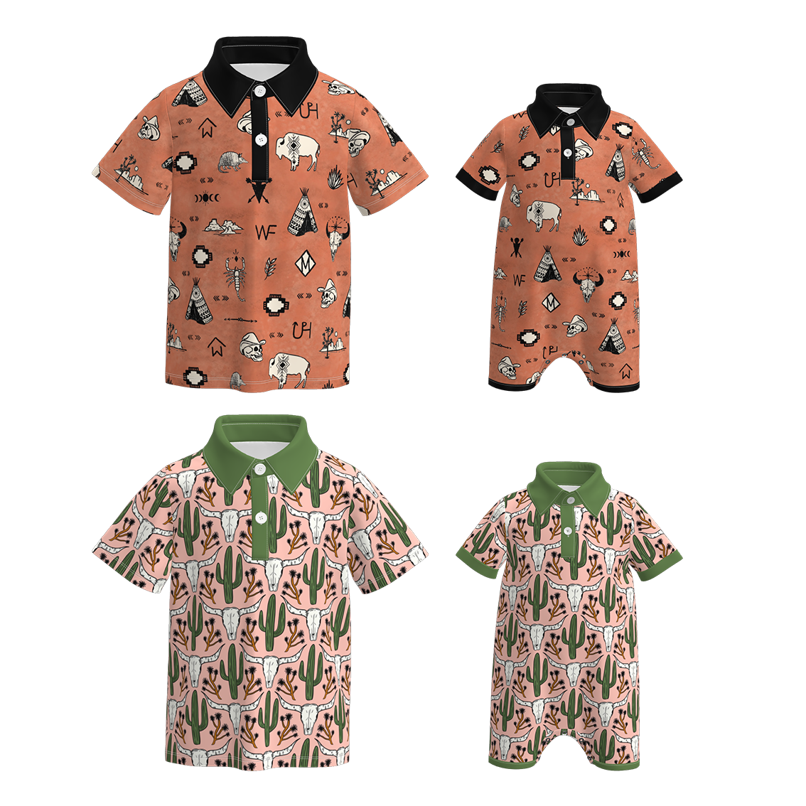 (Pre Order)Brothers Spring&Summer Print Top&Romper