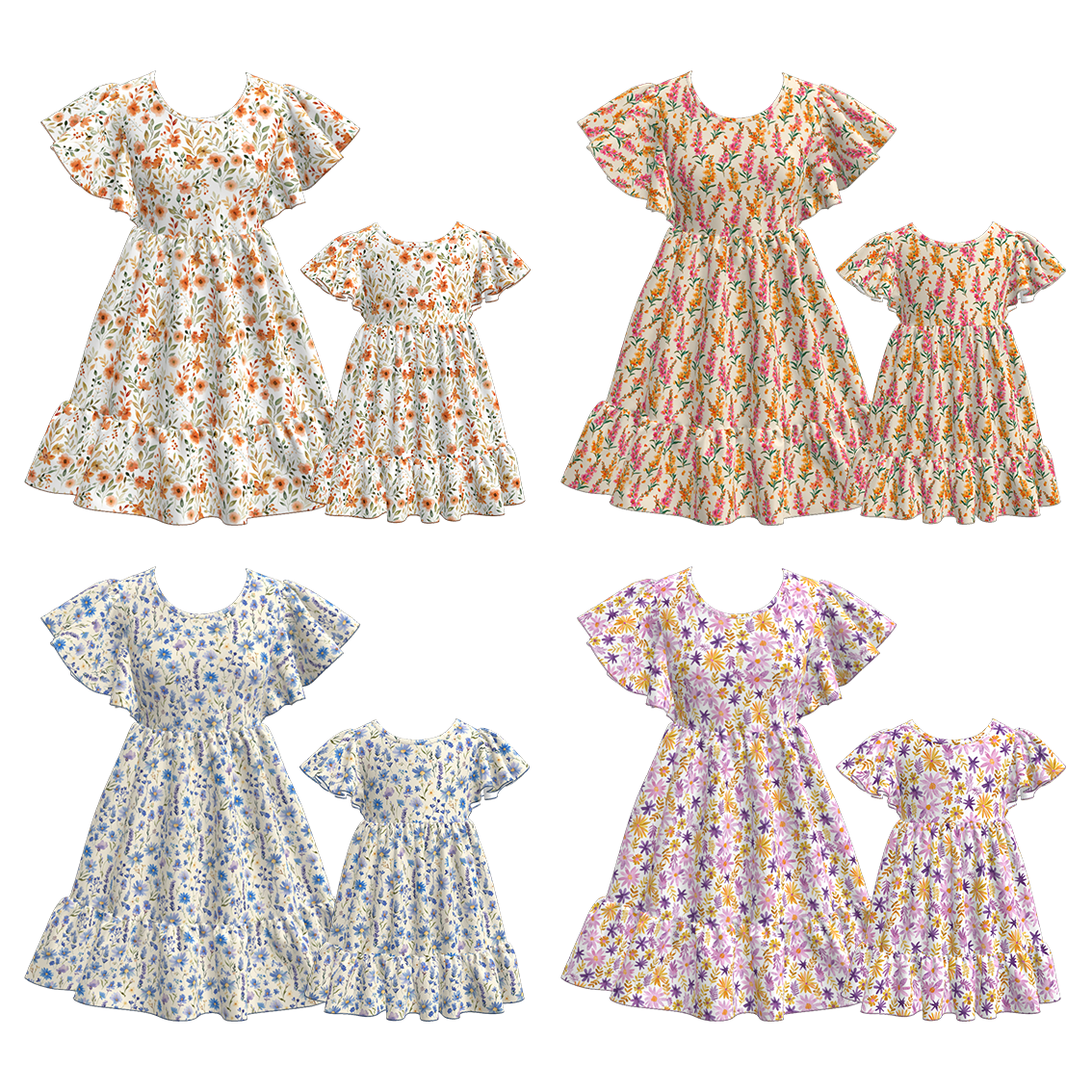(Pre Order)Mommy and Me Spring&Summer Floral Print Dress