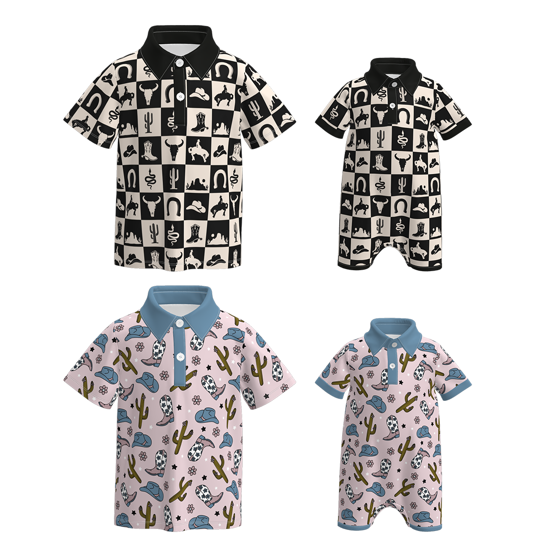 (Pre Order)Brothers Spring&Summer Print Top&Romper