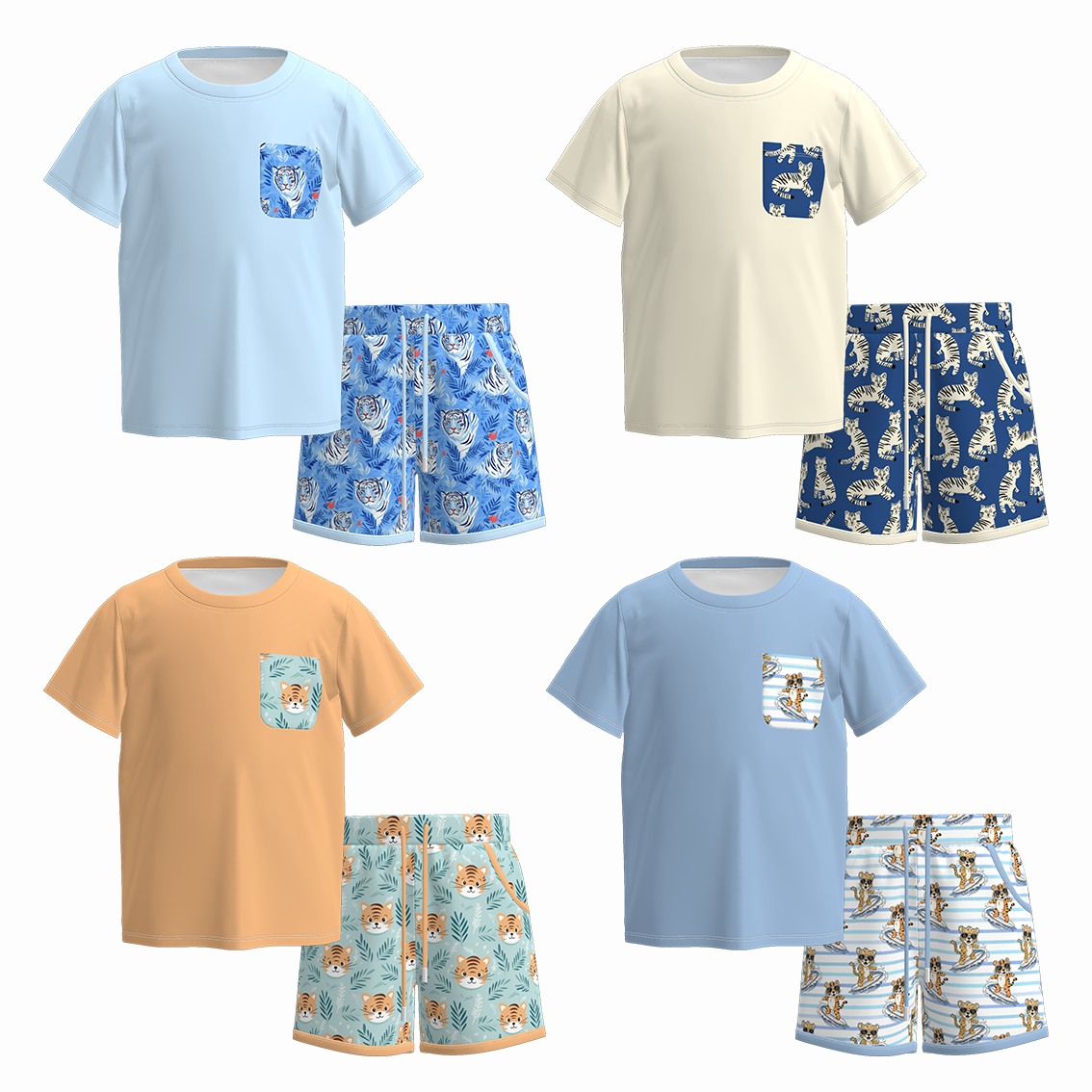 (Pre Order)Boys Spring&Summer Cartoon Print Shorts Set