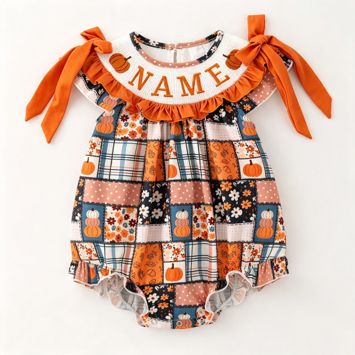 (Pre Order)Siblings Pumpkin Embroidery Smocked Set&Romper