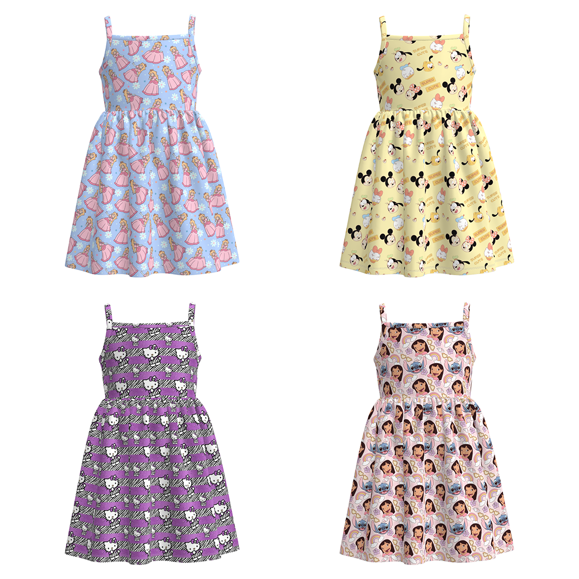 (Pre Order+Prepack Zone)Girls Cartoon&Princess Print Slip Dress(Mix Size)
