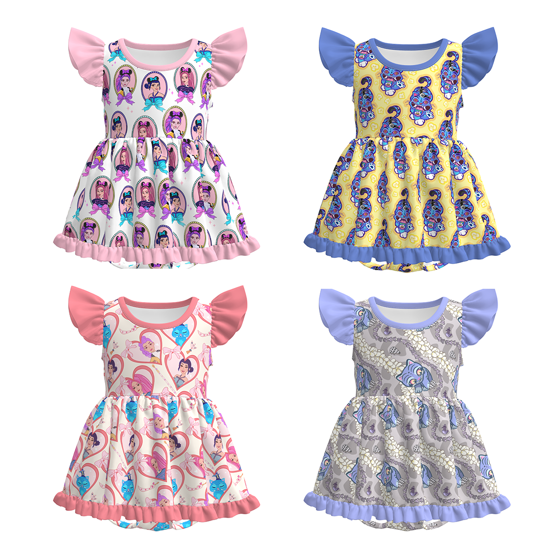 (Pre Order)Toddler Girls Spring&Summer Movie Character Print Romper