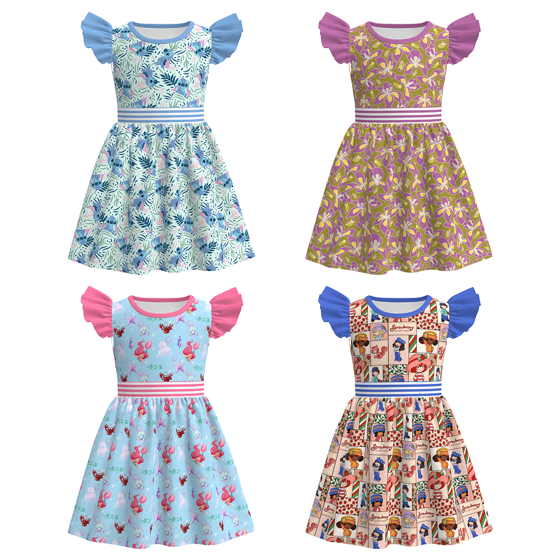 (Pre Order)Girls Spring&Summer Cartoon Print Dress