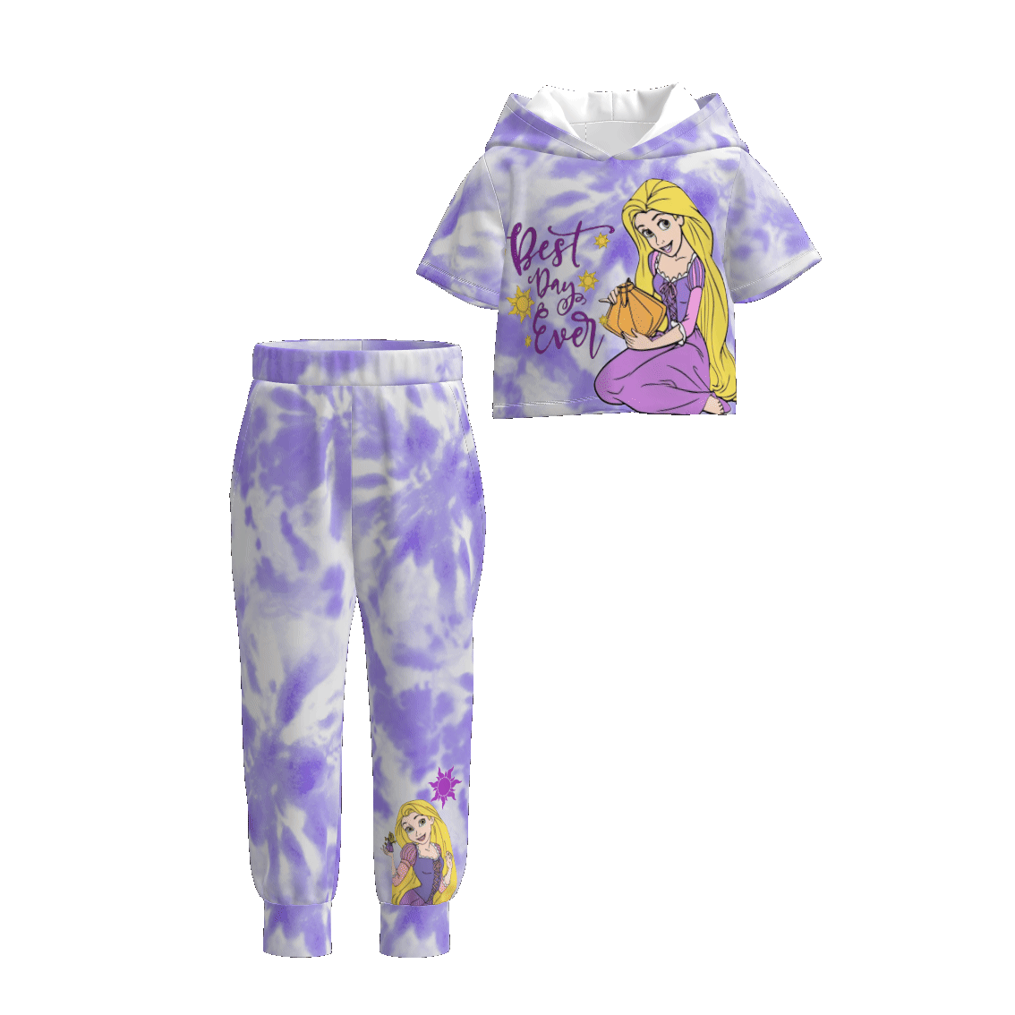 (Pre Order)Girls Spring and Summer Cartoon Print Hoodie Set