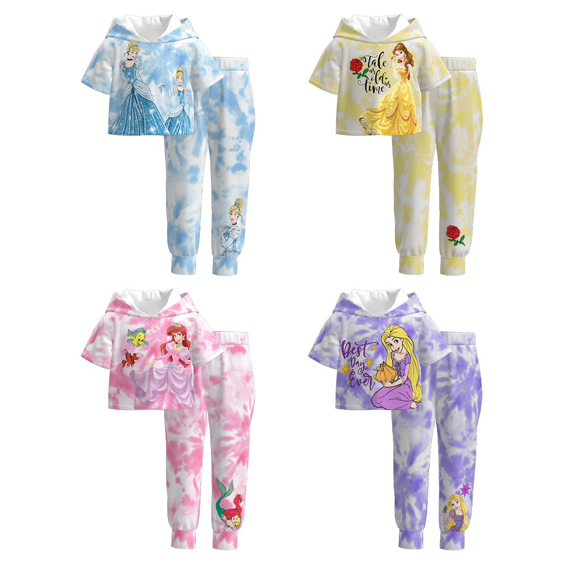 (Pre Order)Girls Spring and Summer Cartoon Print Hoodie Set