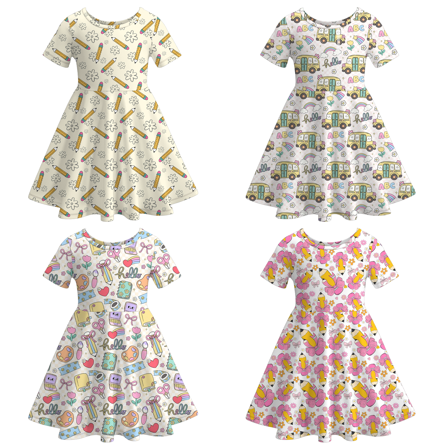 (Pre Order)Girls Summer Back To School Print Dress