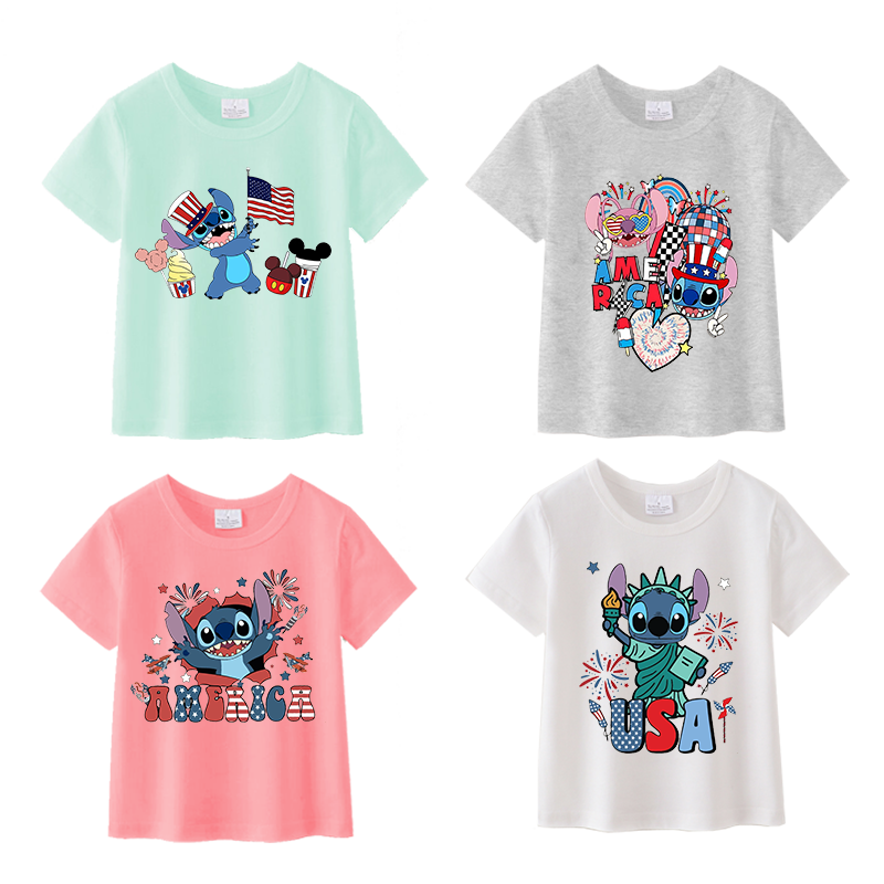 (Pre Order)Girls Patriotic Print Top