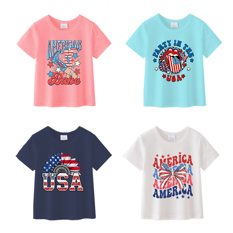 (Pre Order)Girls Patriotic Print Top