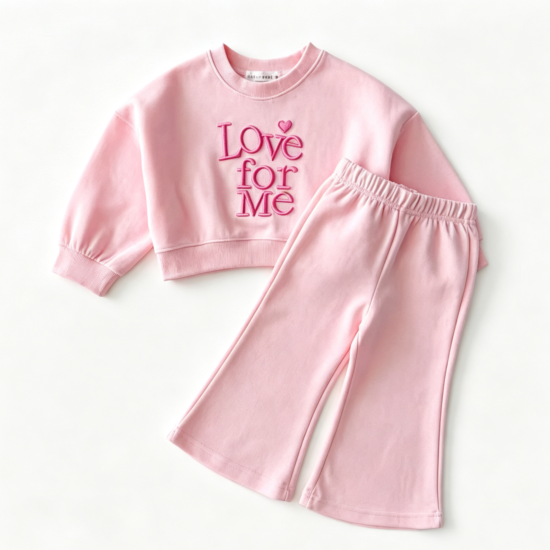 (Pre Order 2 Weeks)Girls Fall Love for Me Embroidery Sweatshirt Set