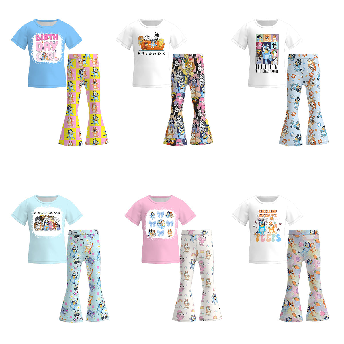 (Pre Order)Girls Spring and Summer Cartoon Print Outfit Set