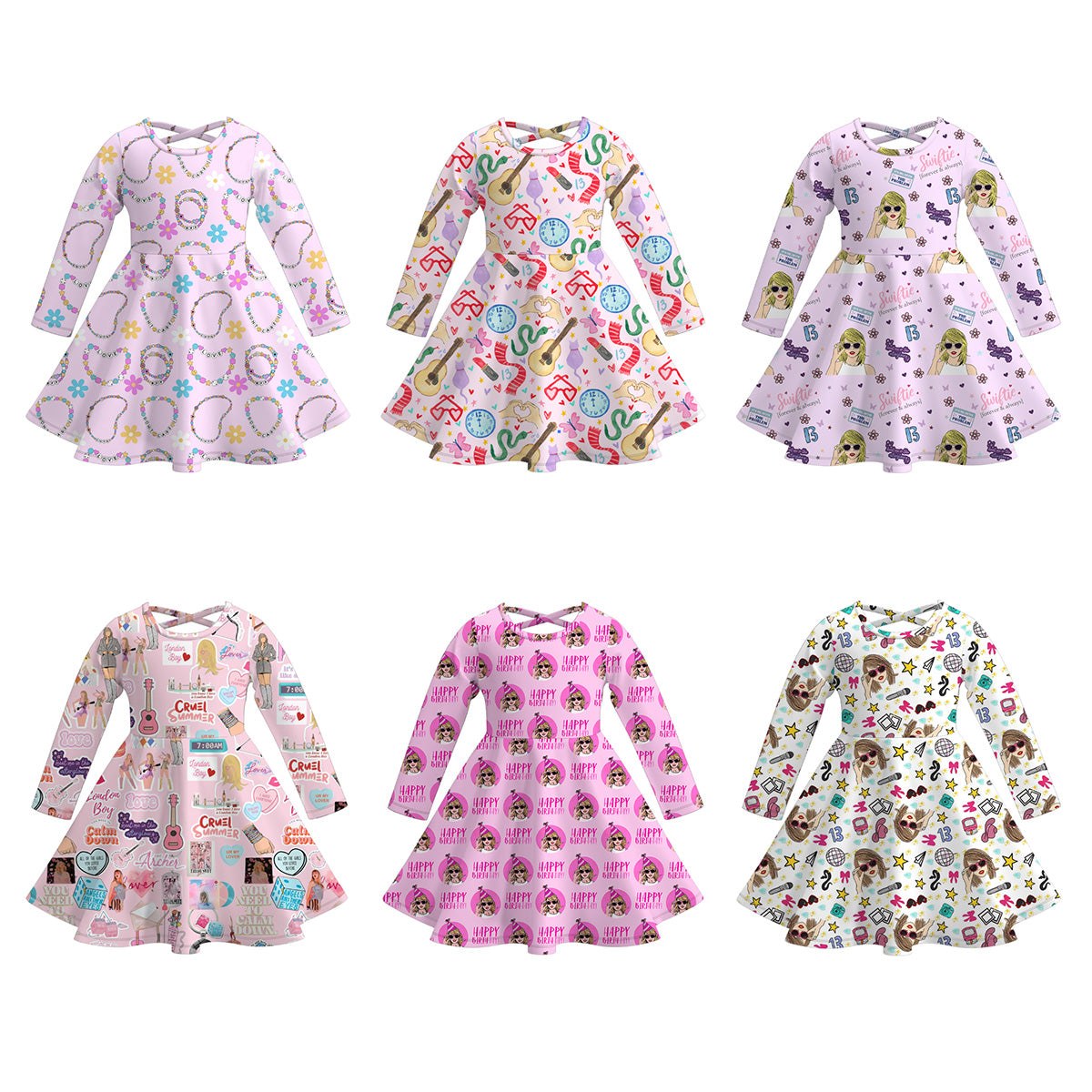 (Pre Order)Girls Spring and Summer TS Print Dress