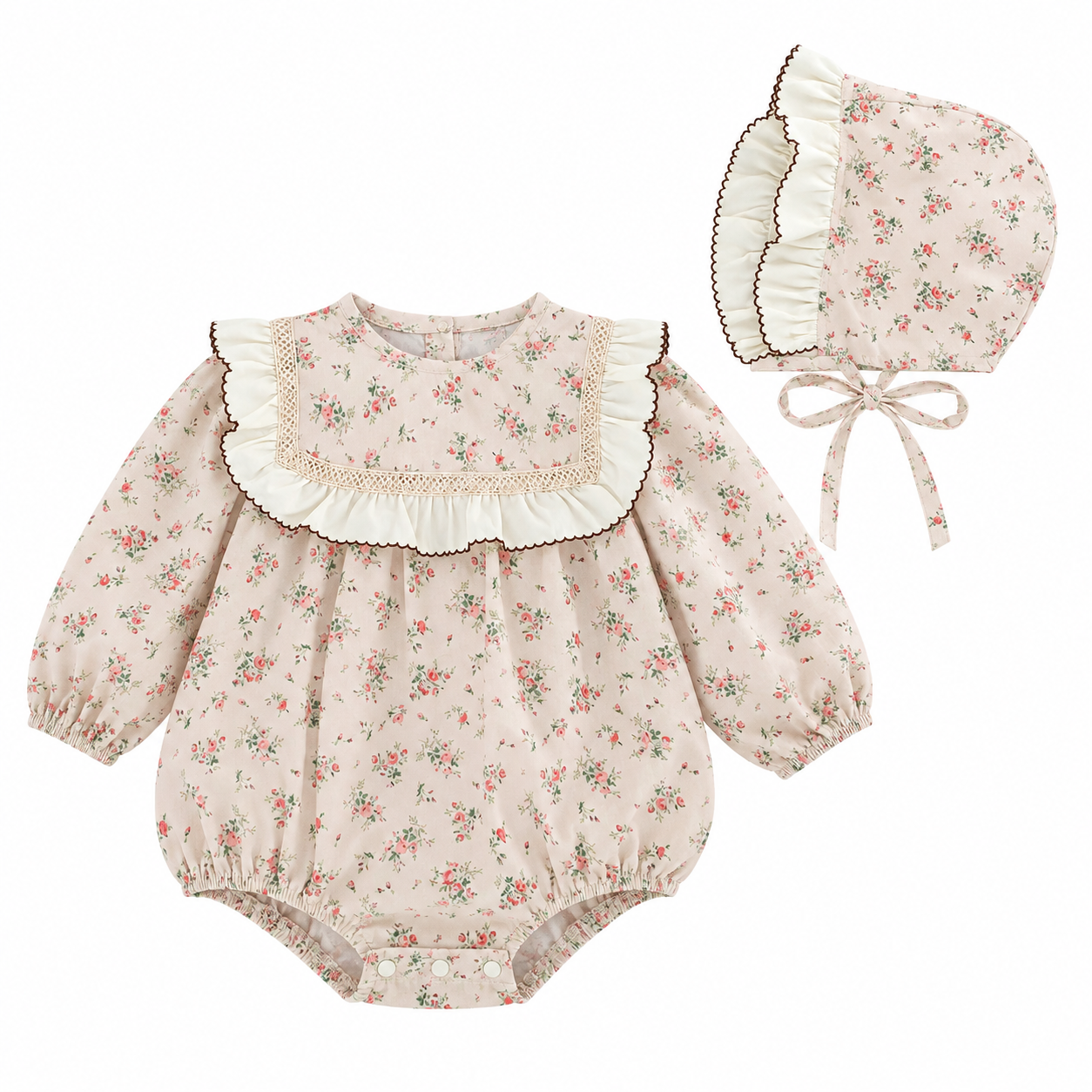 (Pre Order 2 Weeks)Toddler Girls Fall Floral Print Ruffle Romper