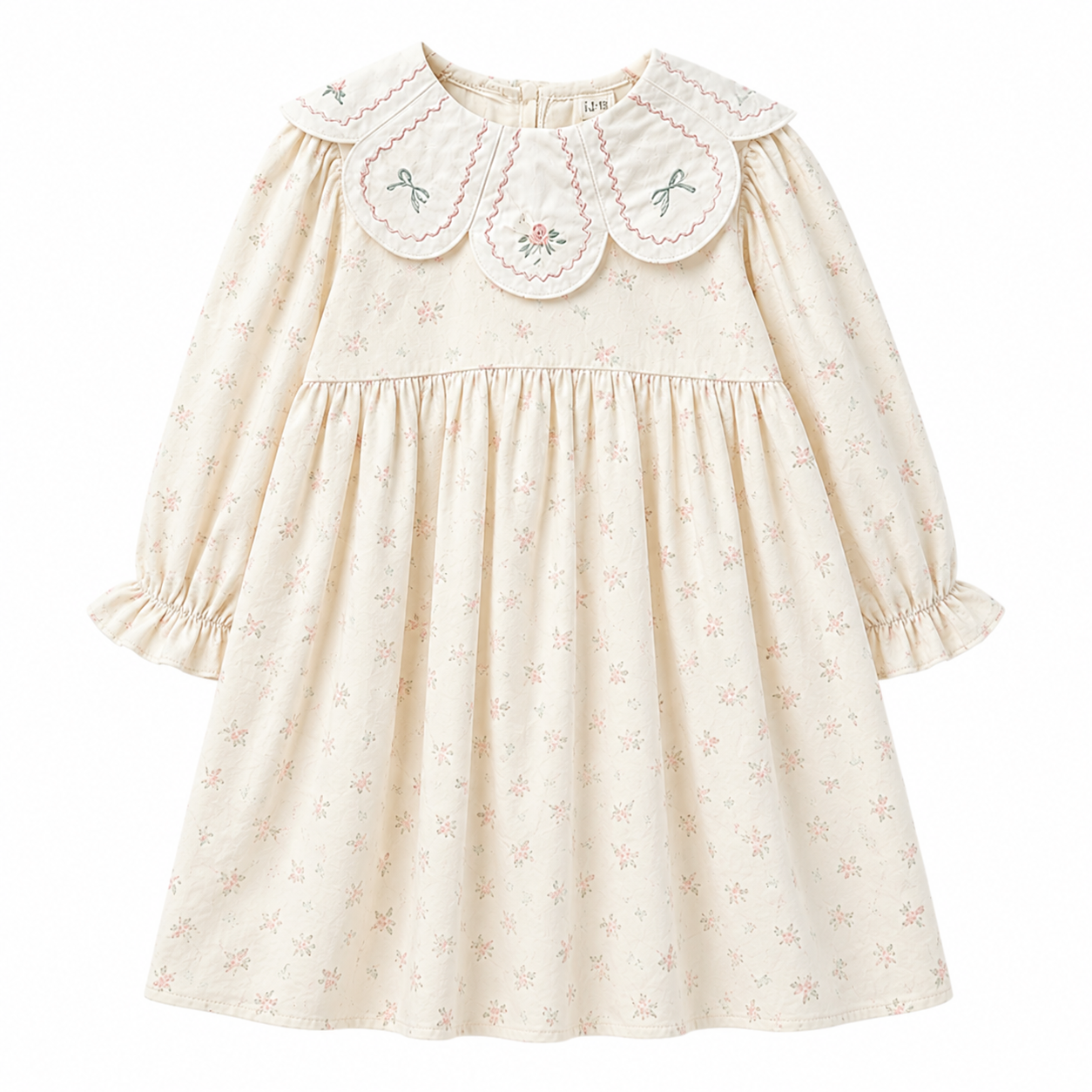 (Pre Order 2 Weeks)Girls Fall Floral Embroidery Petal Collar Dress