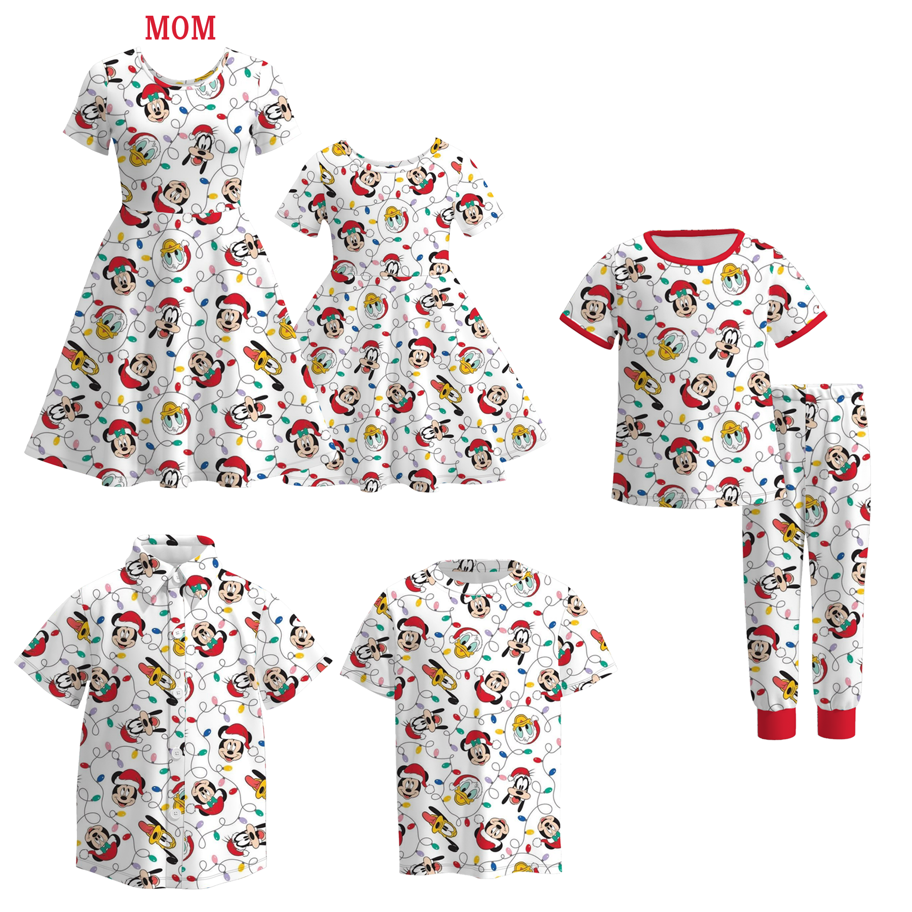 (Pre Order)Family Christmas Cartoon Print Dress,Pajamas&Top