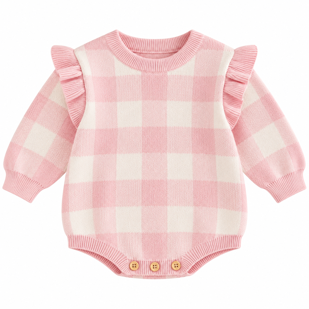 (Pre Order 2 Weeks)Toddler Girls Fall Knitted Plaid Sweater Romper