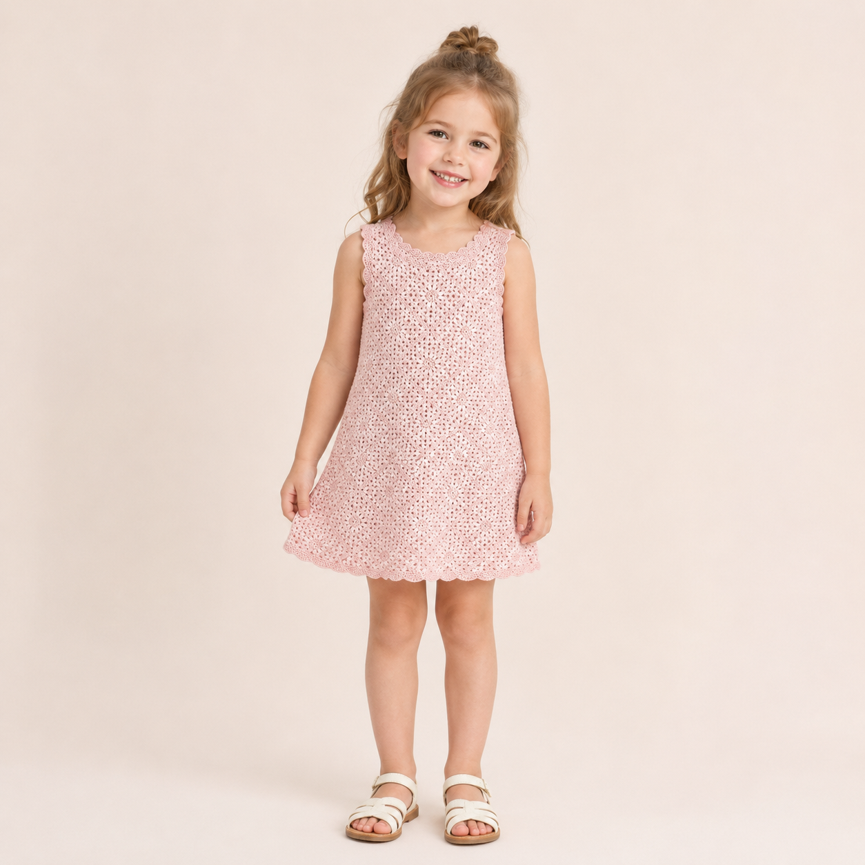 (Pre Order 2 Weeks)Girls Granny Square Crochet Dress