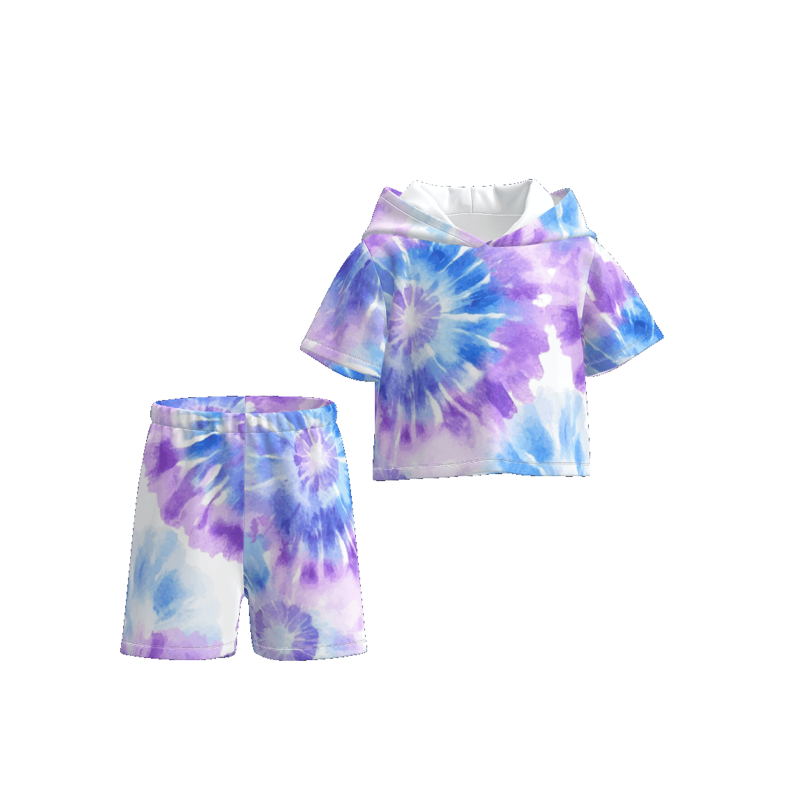 (Pre Order)Girls Spring and Summer Tie-dye Hooded Sweatshirt Set