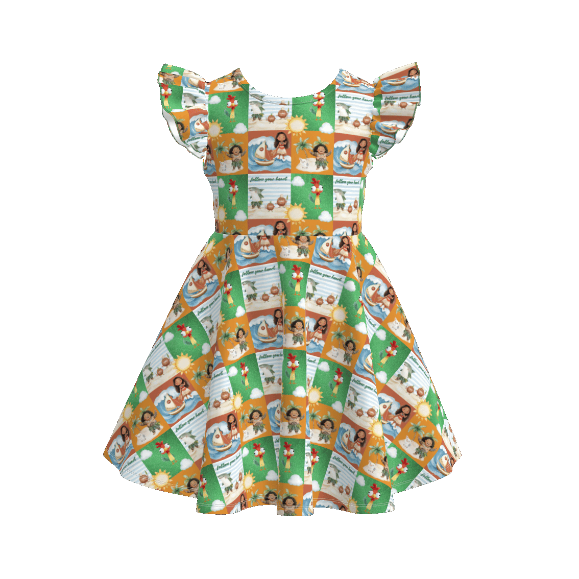 (Pre Order)Girls Spring and Summer Cartoon Character Print Dress