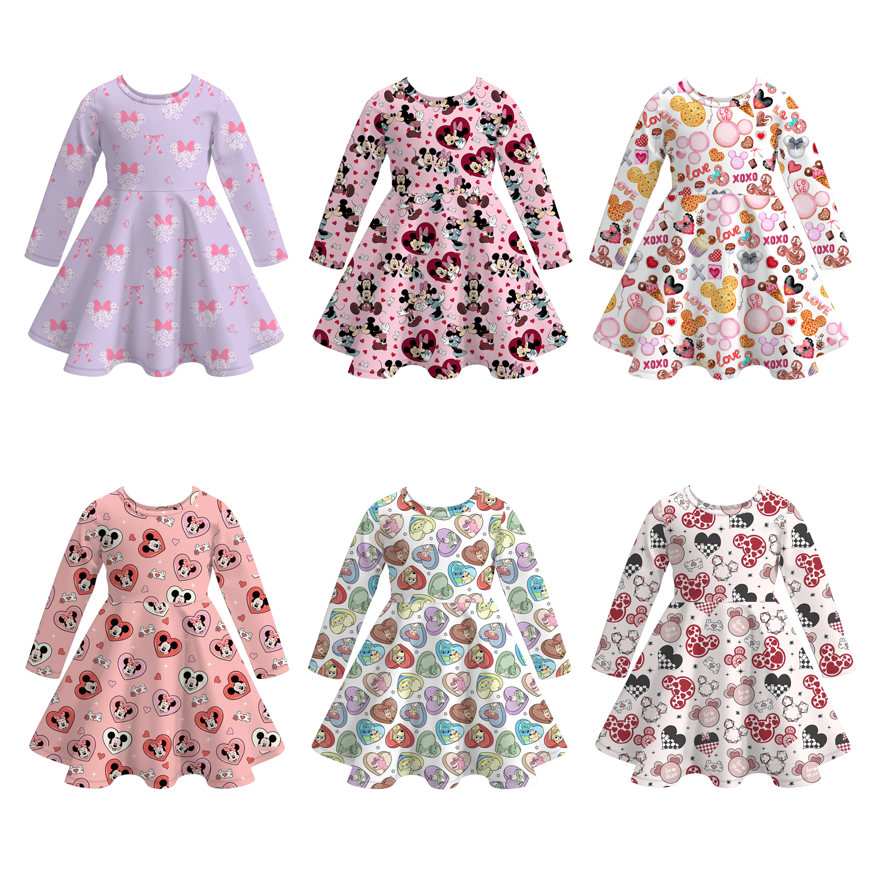 (Pre Order)Girls Valentine's Day Cartoon Print Dress