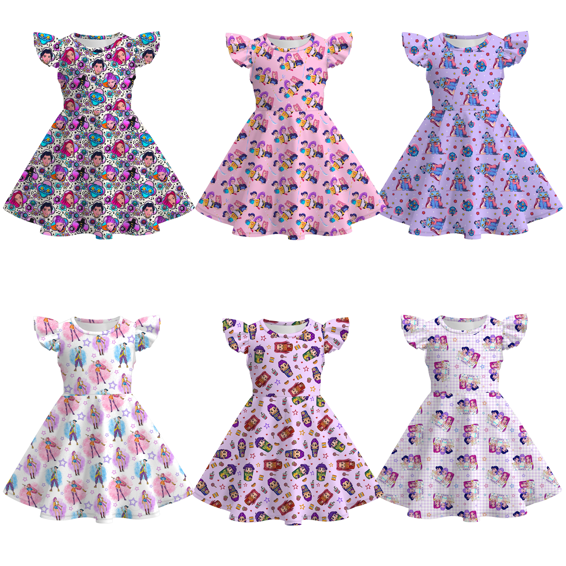 (Pre Order)Girls Spring&Summer Movie Character Print Dress