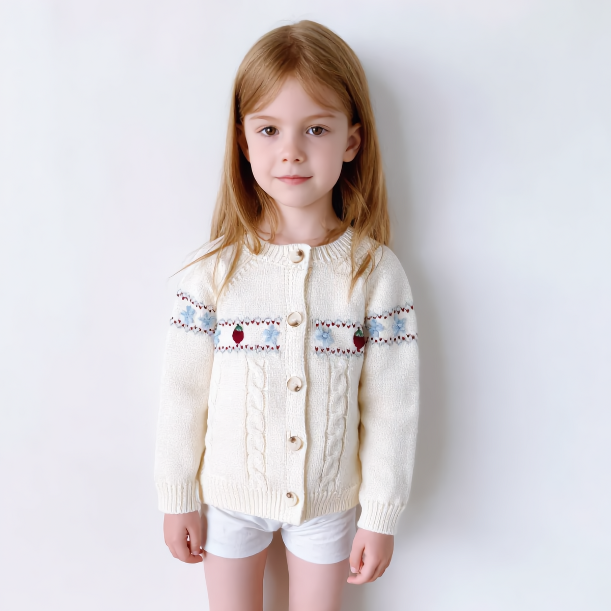 (Pre Order 2 Weeks)Kids Fall Embroidery Sweater Cardigan