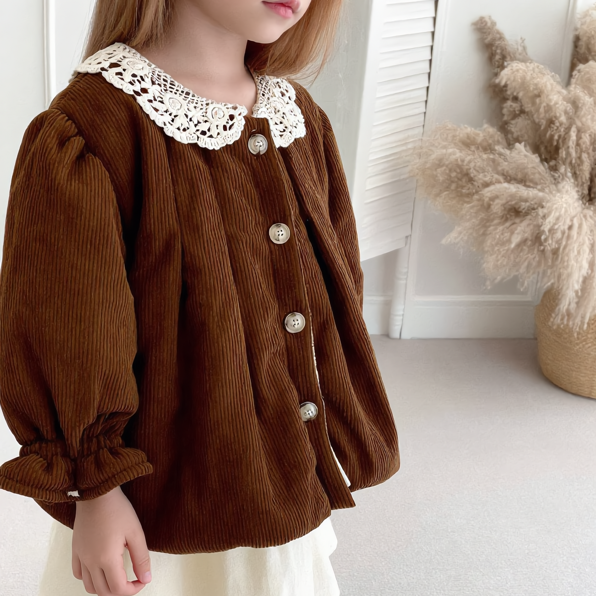 (Pre Order 2 Weeks)Girls Fall&Winter Lace Collar Coat