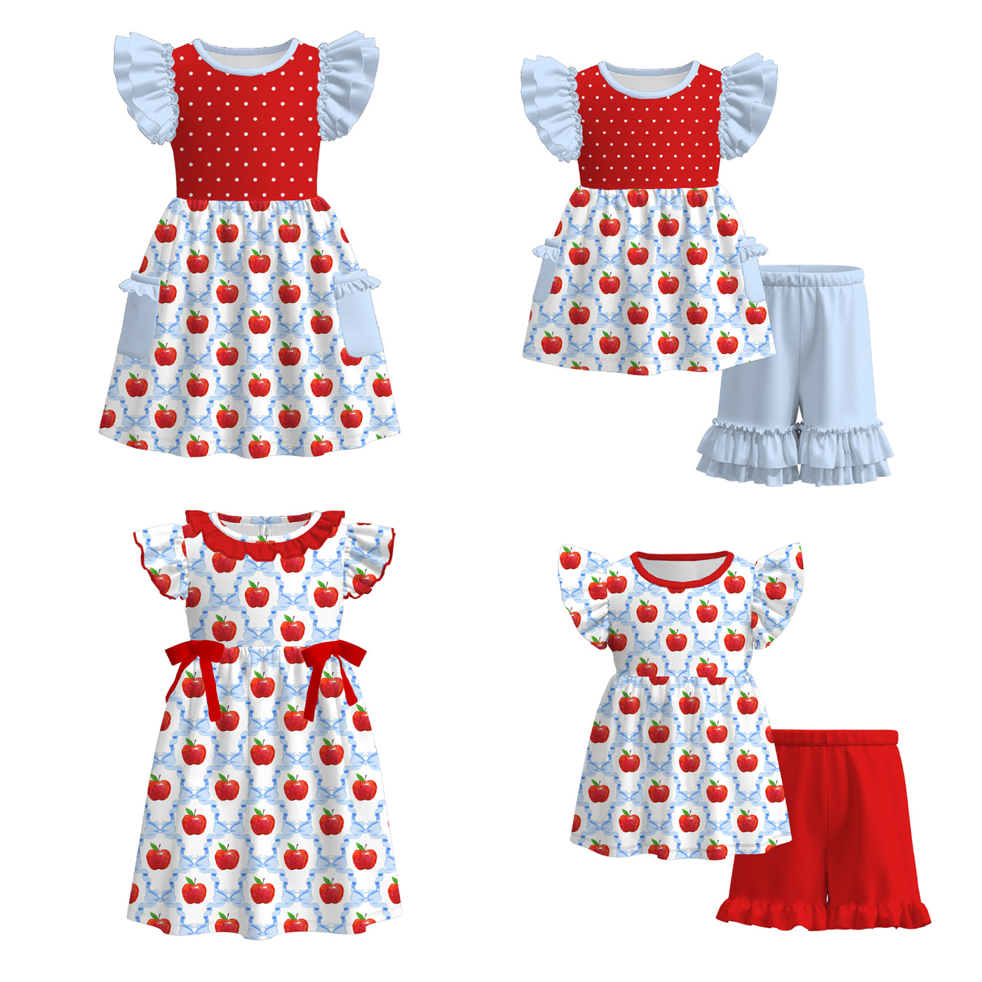 (Pre Order)Girls Summer Back To School Print Dress&Set