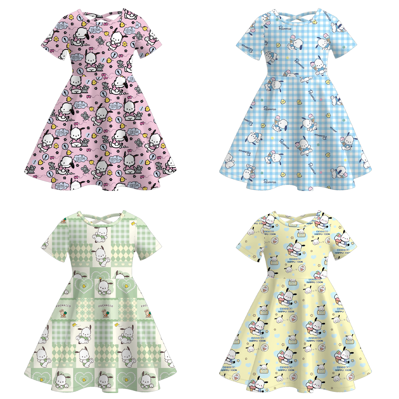 (Pre Order)Girls Spring and Summer Cartoon Print Twirl Dress
