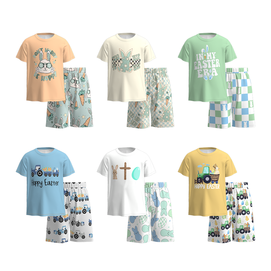 (Pre Order)Boys Easter Bunny Print Shorts Set