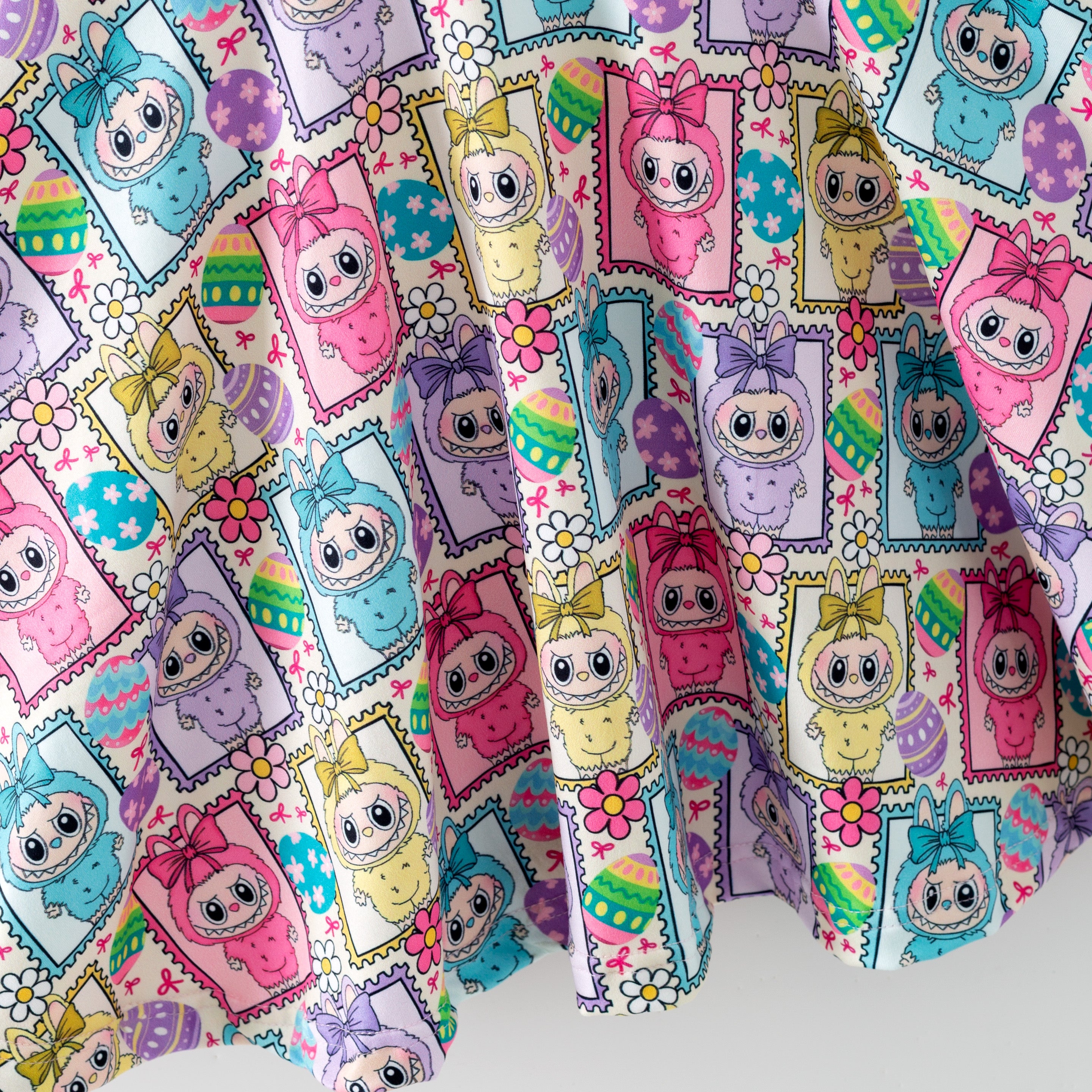 （Pre Order,Prepack Zone）Girls Valentine's Day Cartoon Print Dress（Mix Size）