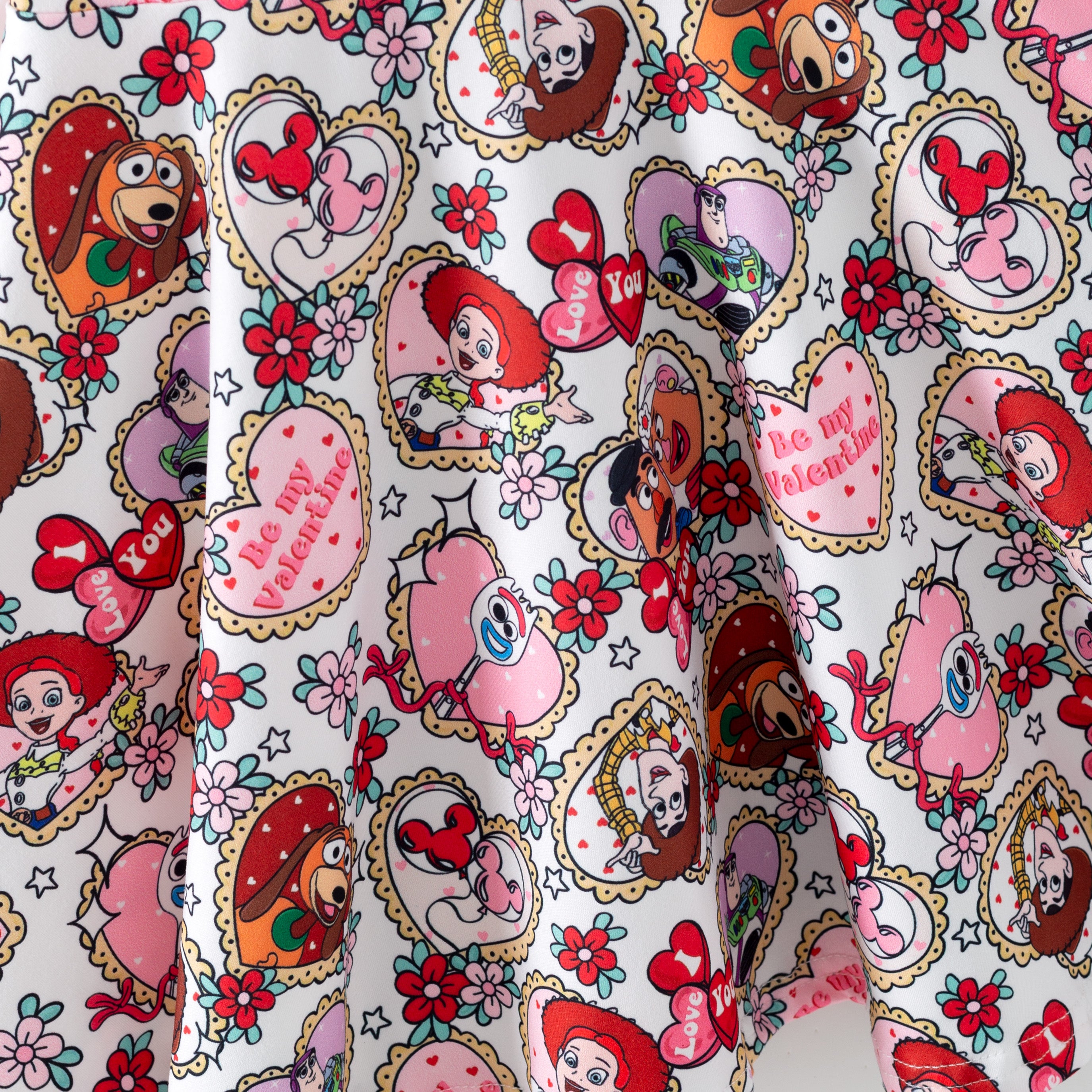 （Pre Order,Prepack Zone）Girls Valentine's Day Cartoon Print Dress（Mix Size）