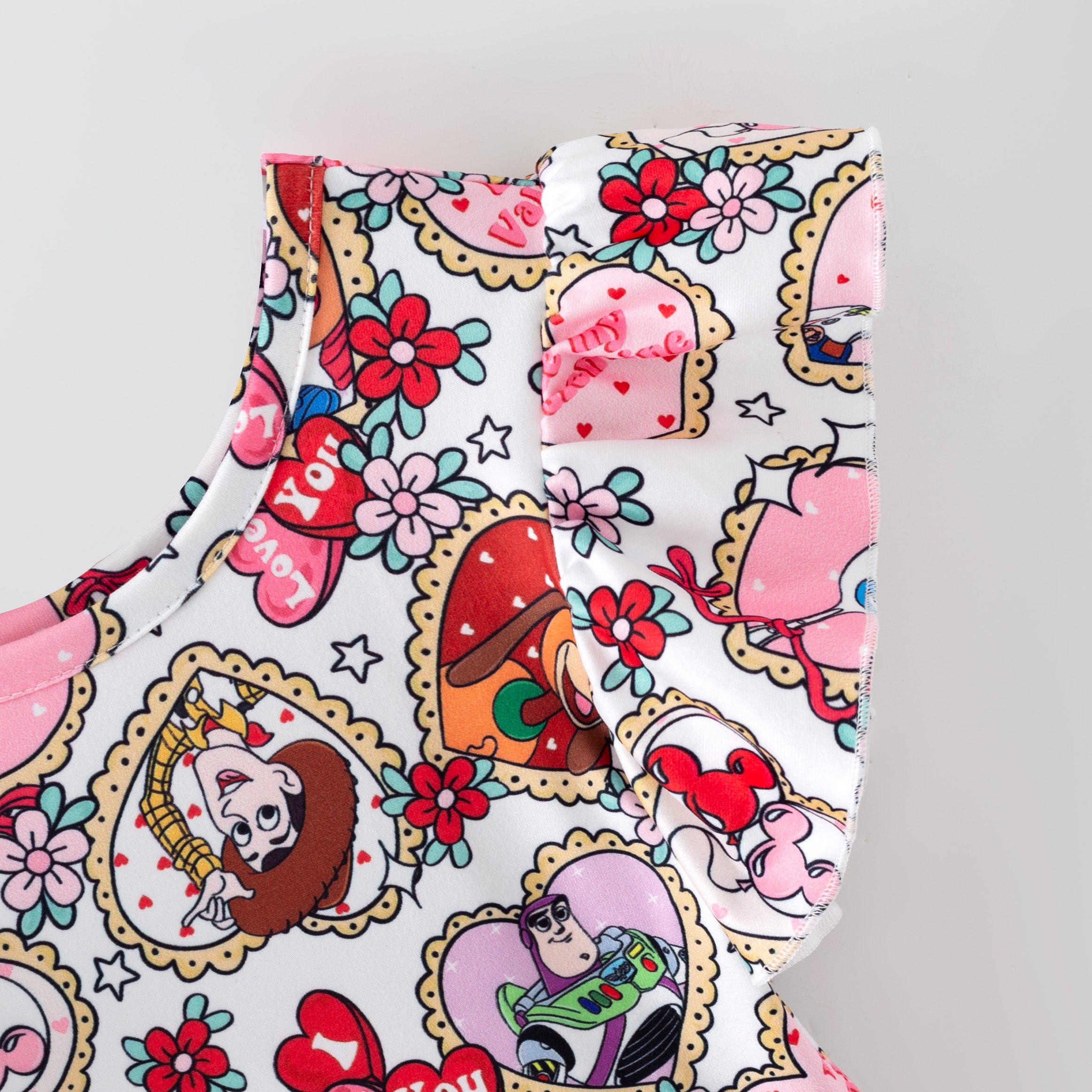 （Pre Order,Prepack Zone）Girls Valentine's Day Cartoon Print Dress（Mix Size）