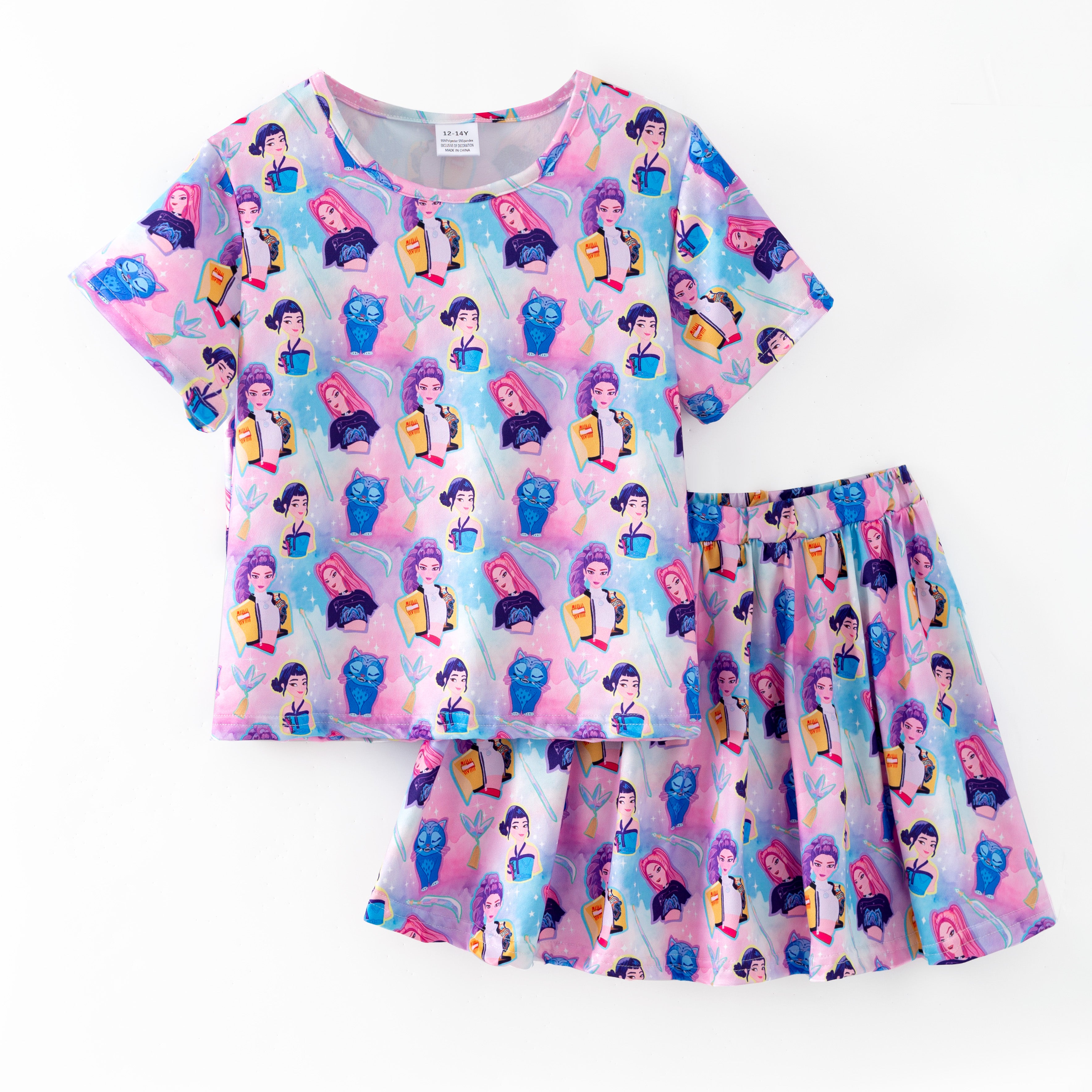 （Pre Order,Prepack Zone）Girls Movie Character Print Skort Set（Mix Size）