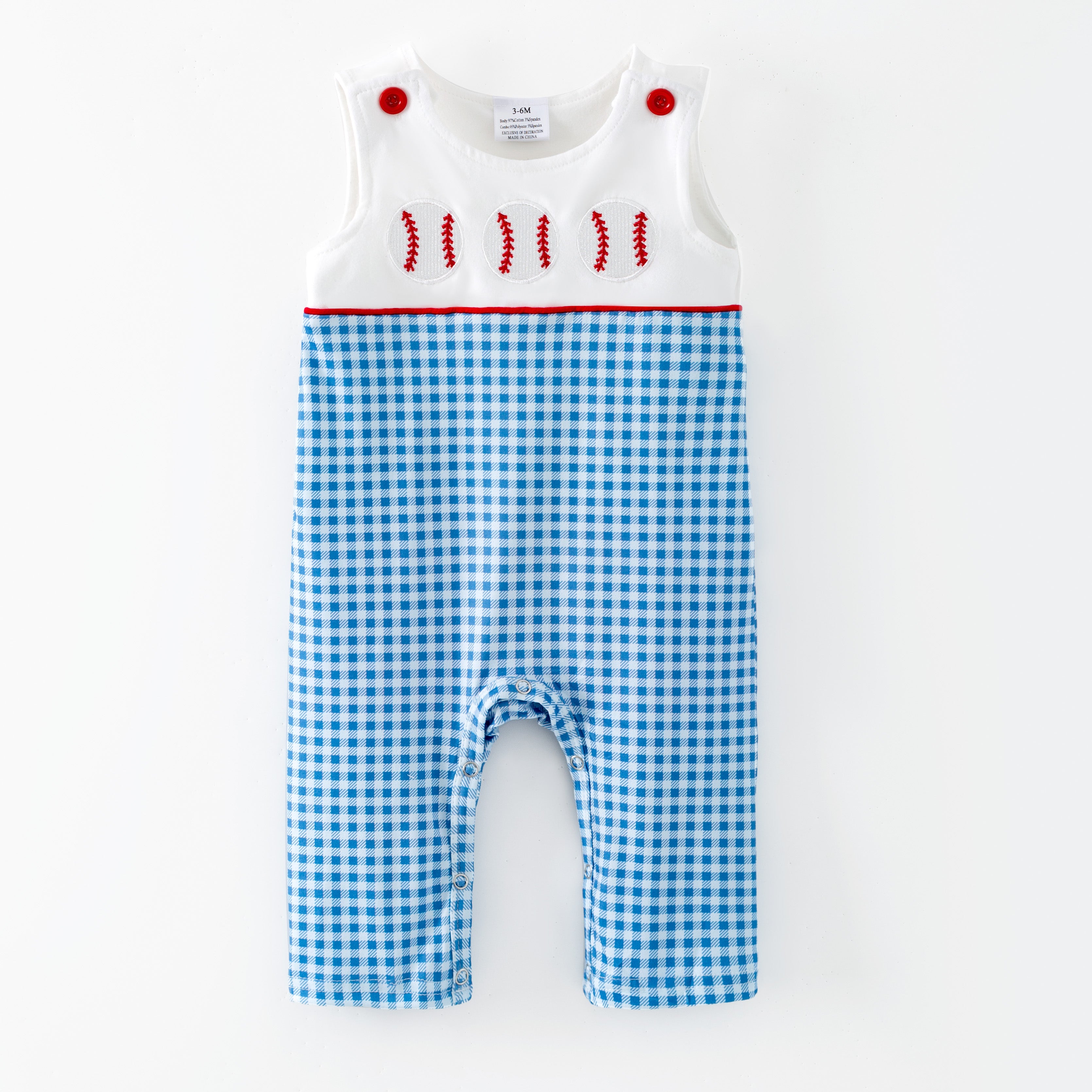 （In Stock）Siblings Spring&Summer Baseball Embroidery Romper