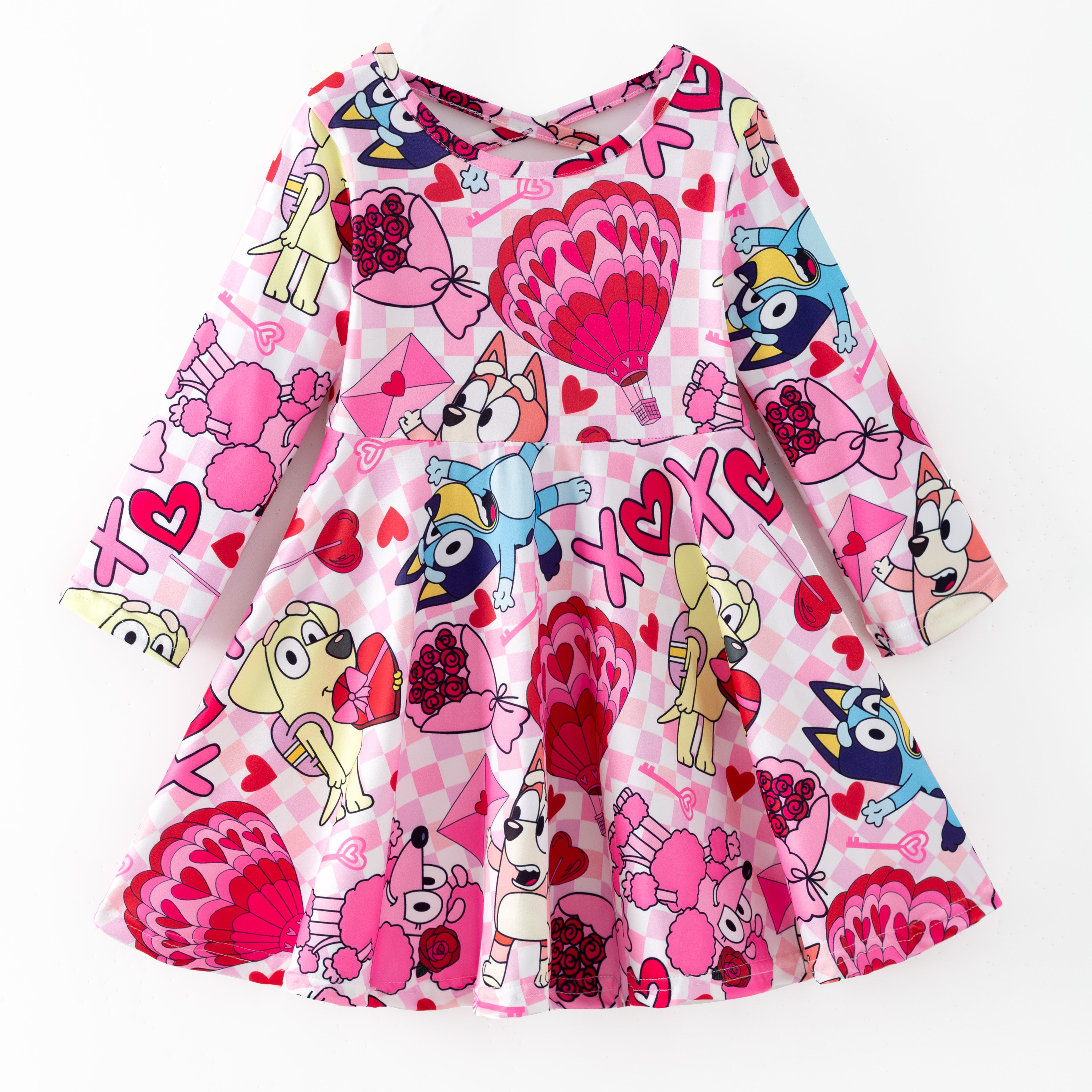 （Pre Order,Prepack Zone）Girls Valentine's Day Cartoon Print Dress（Mix Size）