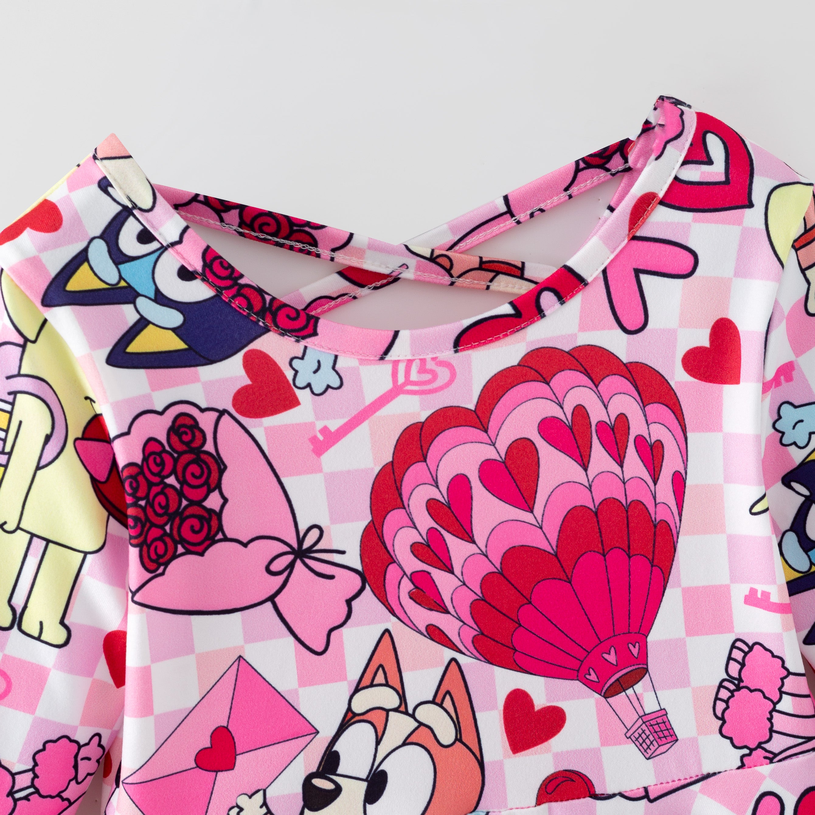 （Pre Order,Prepack Zone）Girls Valentine's Day Cartoon Print Dress（Mix Size）