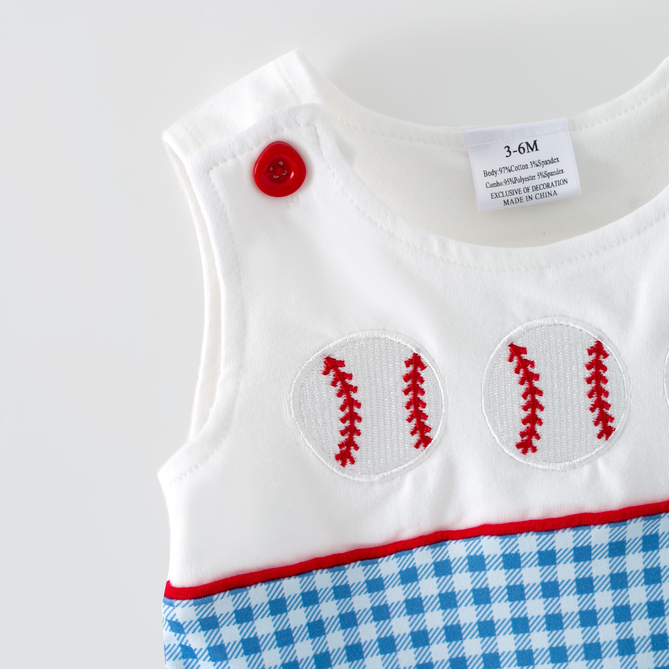 （In Stock）Siblings Spring&Summer Baseball Embroidery Romper