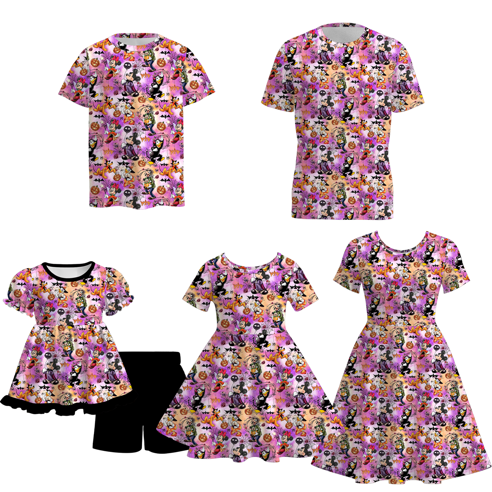（Weekly Pre-Order）Family Halloween Cartoon Print Dress,Set&Top