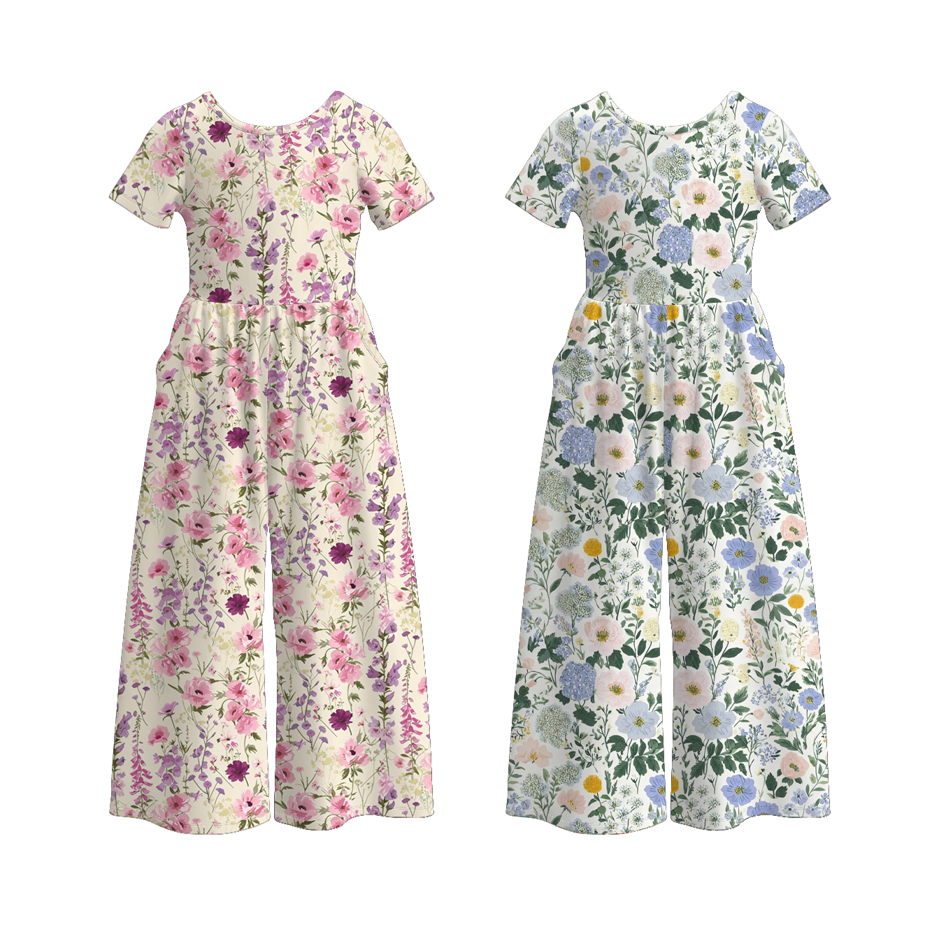 （Pre Order）Girls Fall Floral Print Jumpsuit