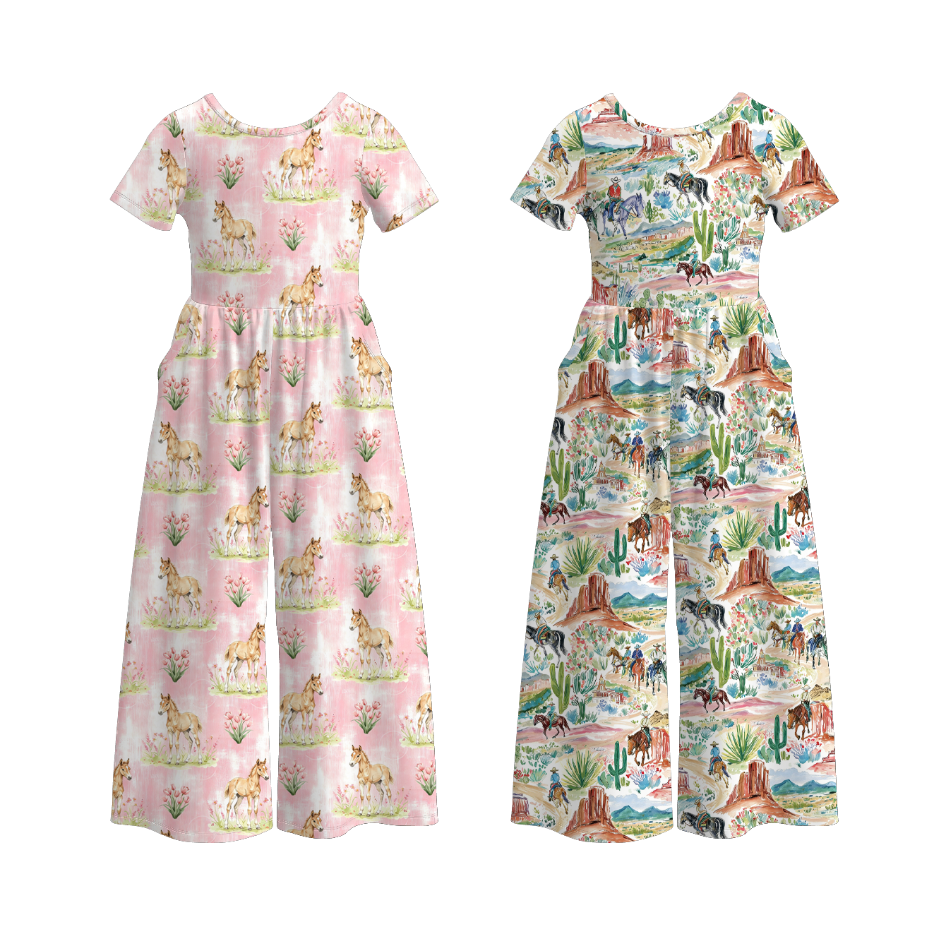 （Pre Order）Girls Fall Farm Print Jumpsuit