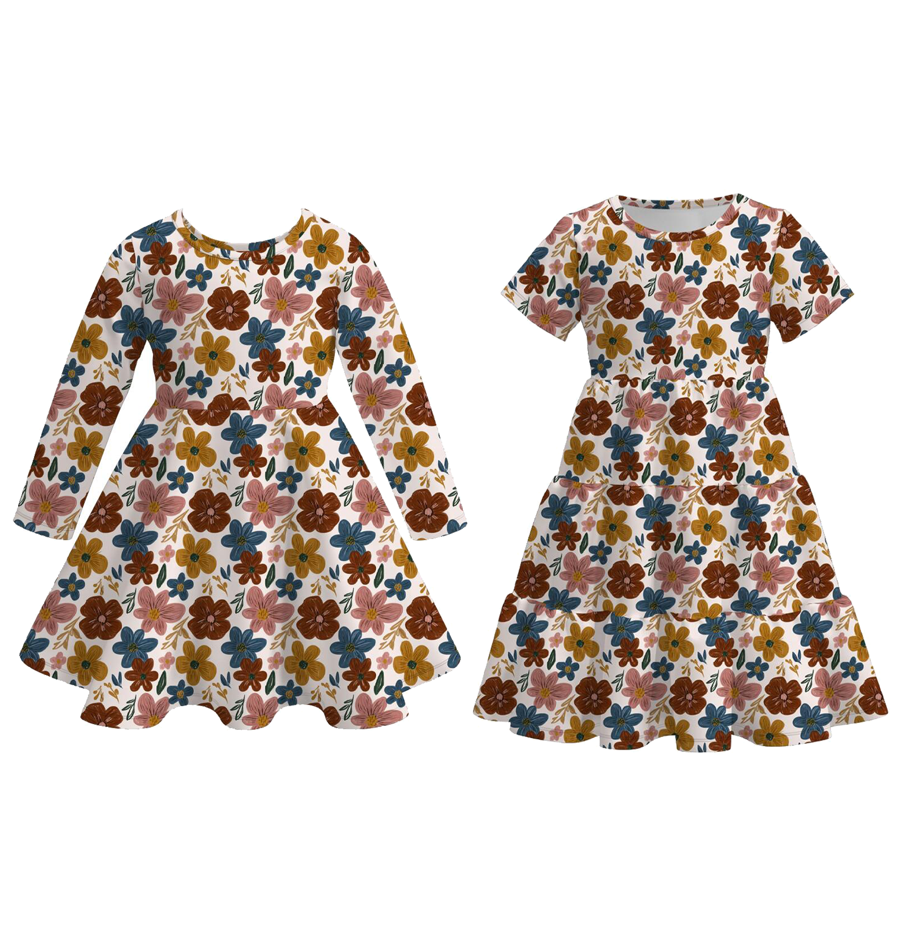（Pre Order）Girls Fall Floral Print Dress