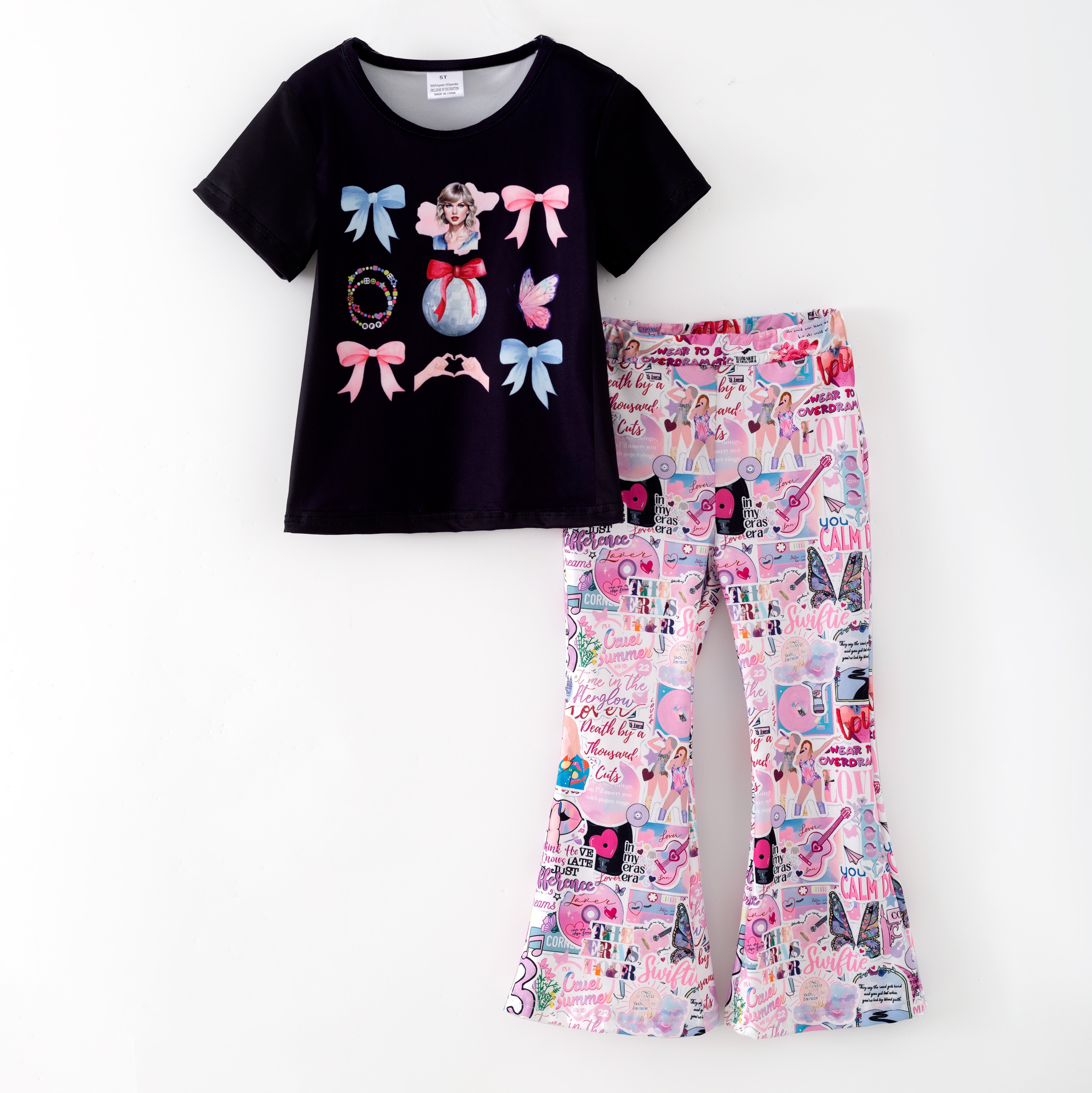 （Pre Order,MOQ10）Girls TS Print Outfit Set