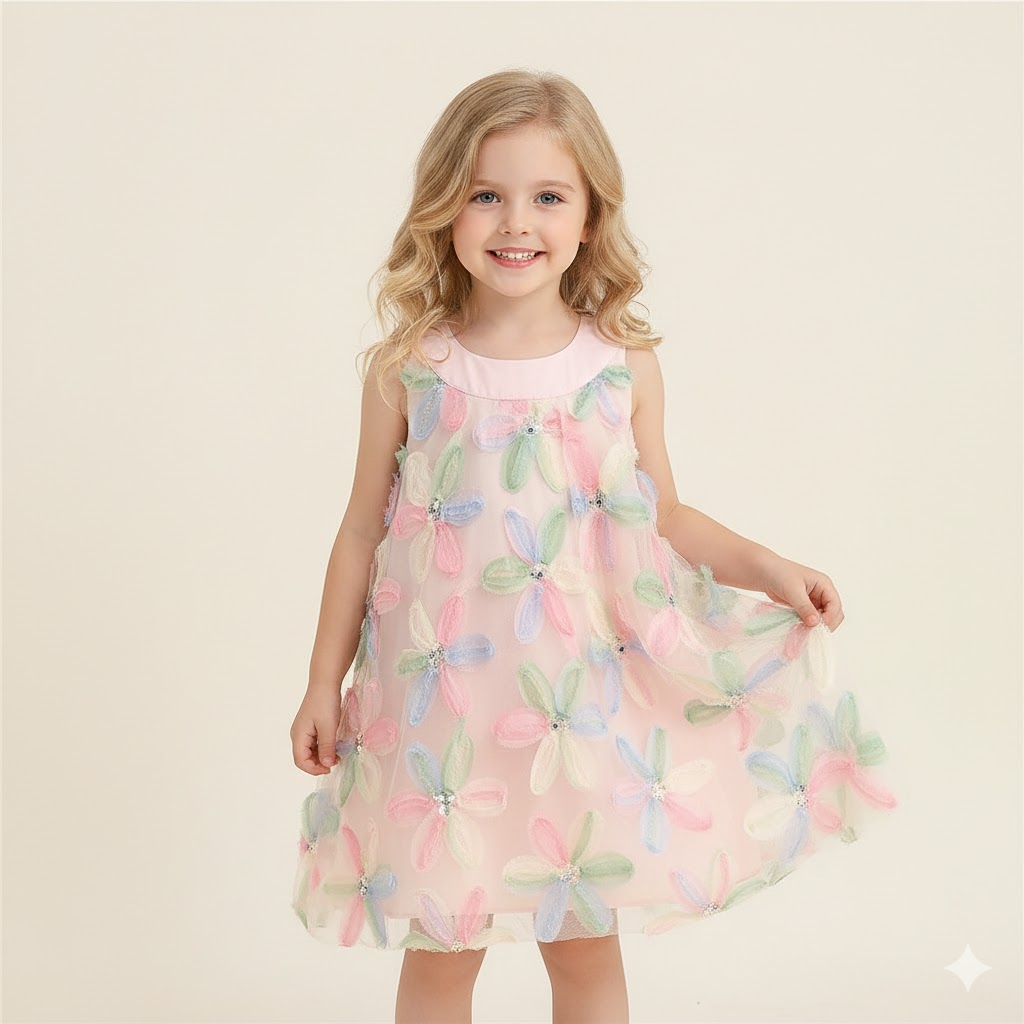 （In Production）Girls Spring&Summer Floral Gauzy Dress