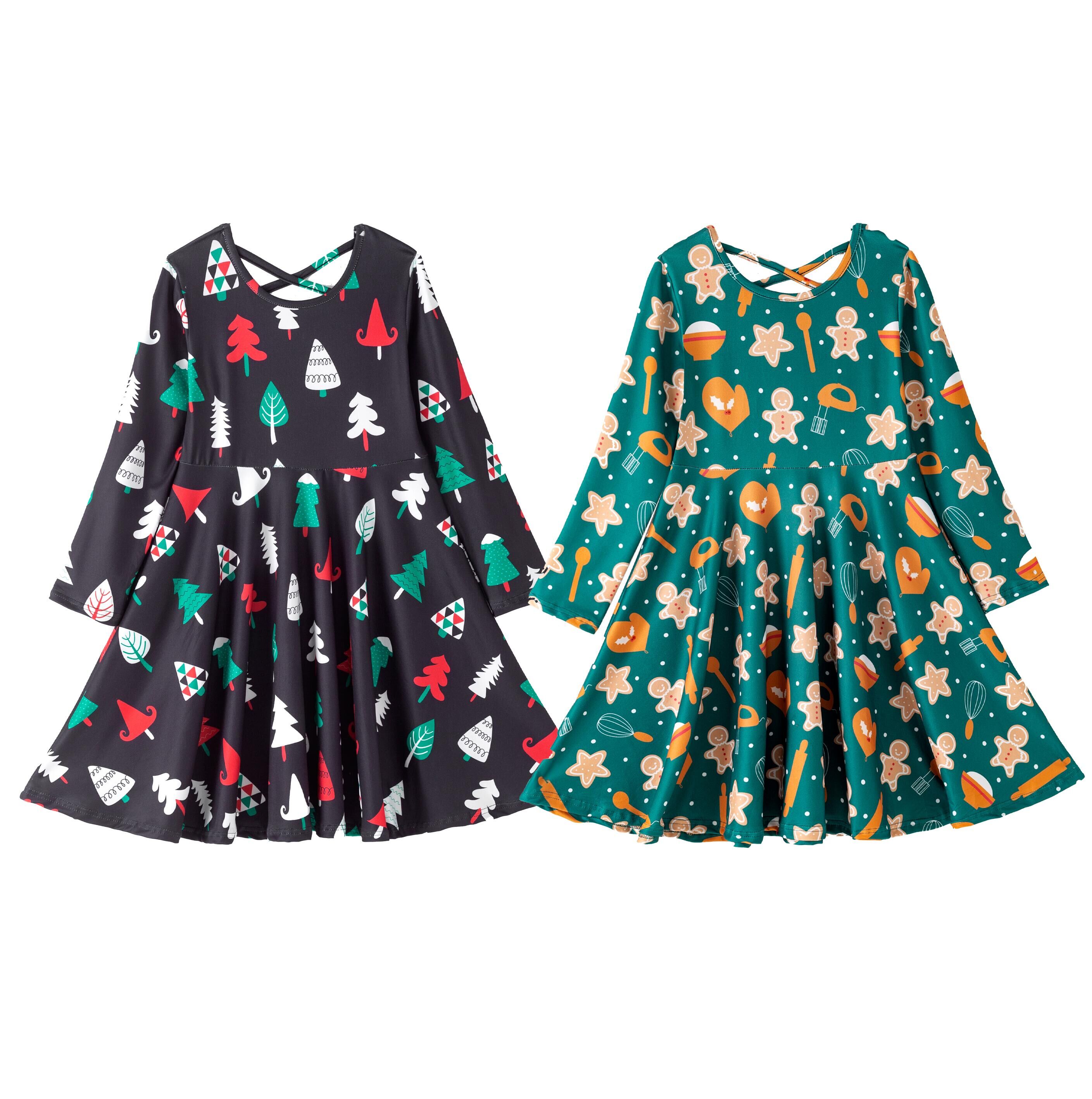 （Pre Order,Prepack Zone）Girls Christmas Print Dress