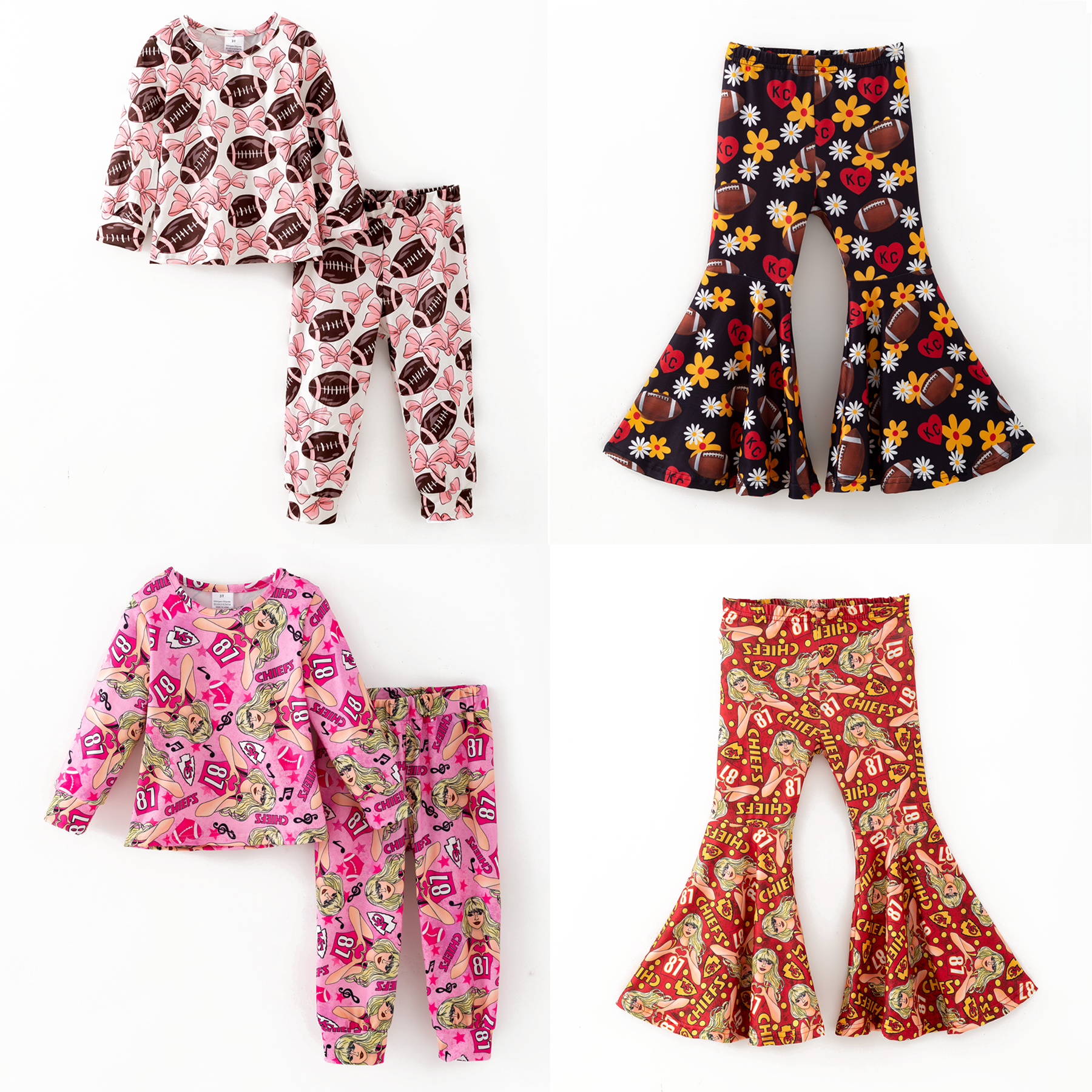 （Pre Order,Prepack Zone）Girls Football&TS Print Set,Pants（Mix Size）