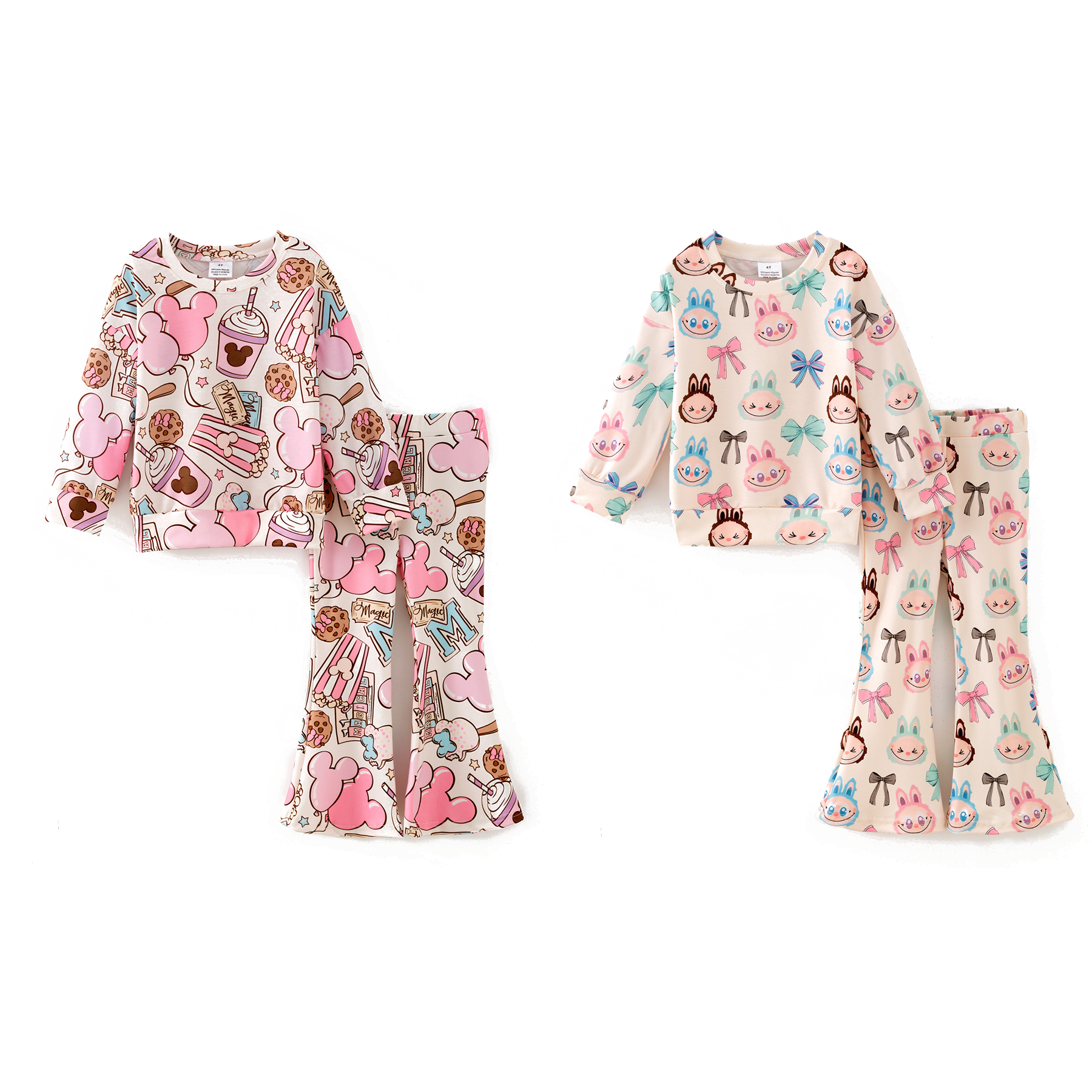 （Pre Order,Prepack Zone）Girls Cartoon LBB Print Sweatshirt Set（Mix Size）